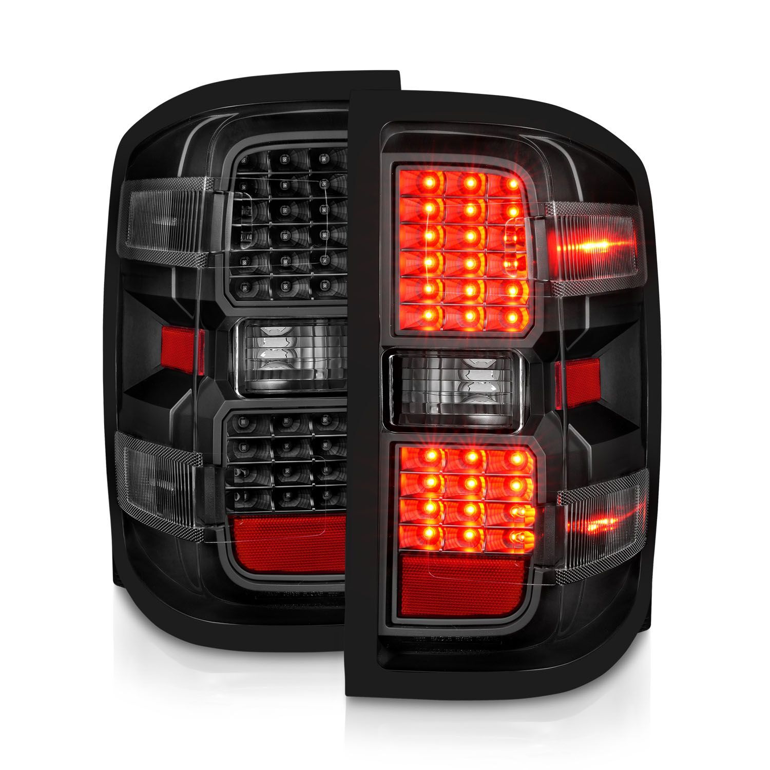 2015-2019 GMC Silverado 1500/2500 HD/3500 HD Dually Anzo LED Tail Lights Black Housing Clear Lens - 311423