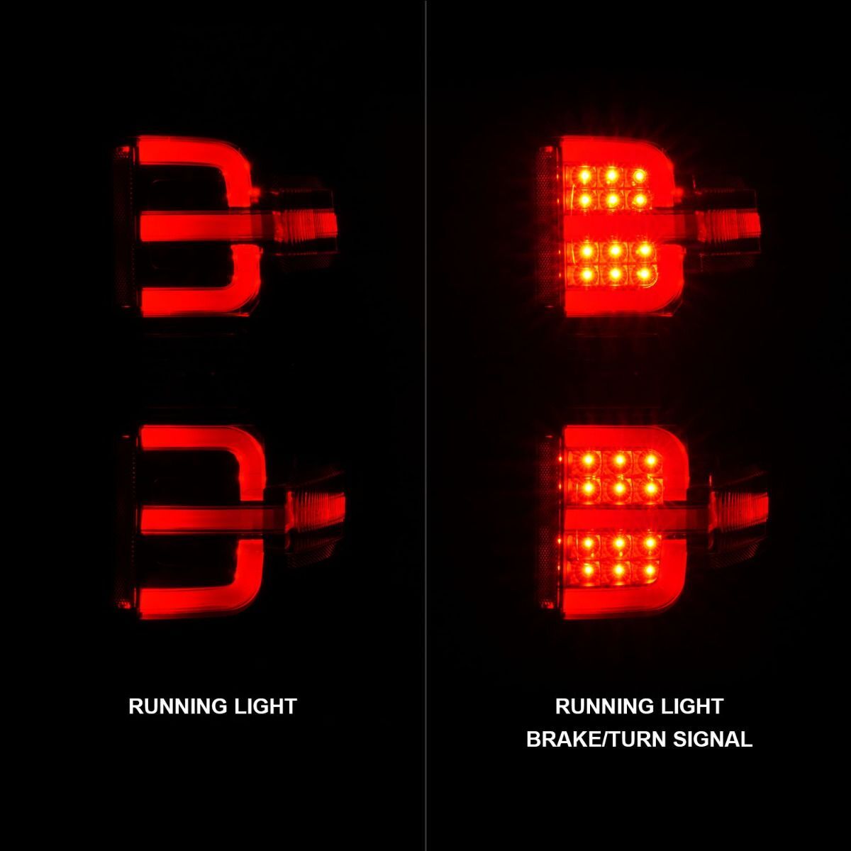 2015-2019 GMC Silverado 1500/2500 HD/3500 HD Dually Anzo LED Tail Lights W/ Light Bar Black Housing Clear Lens