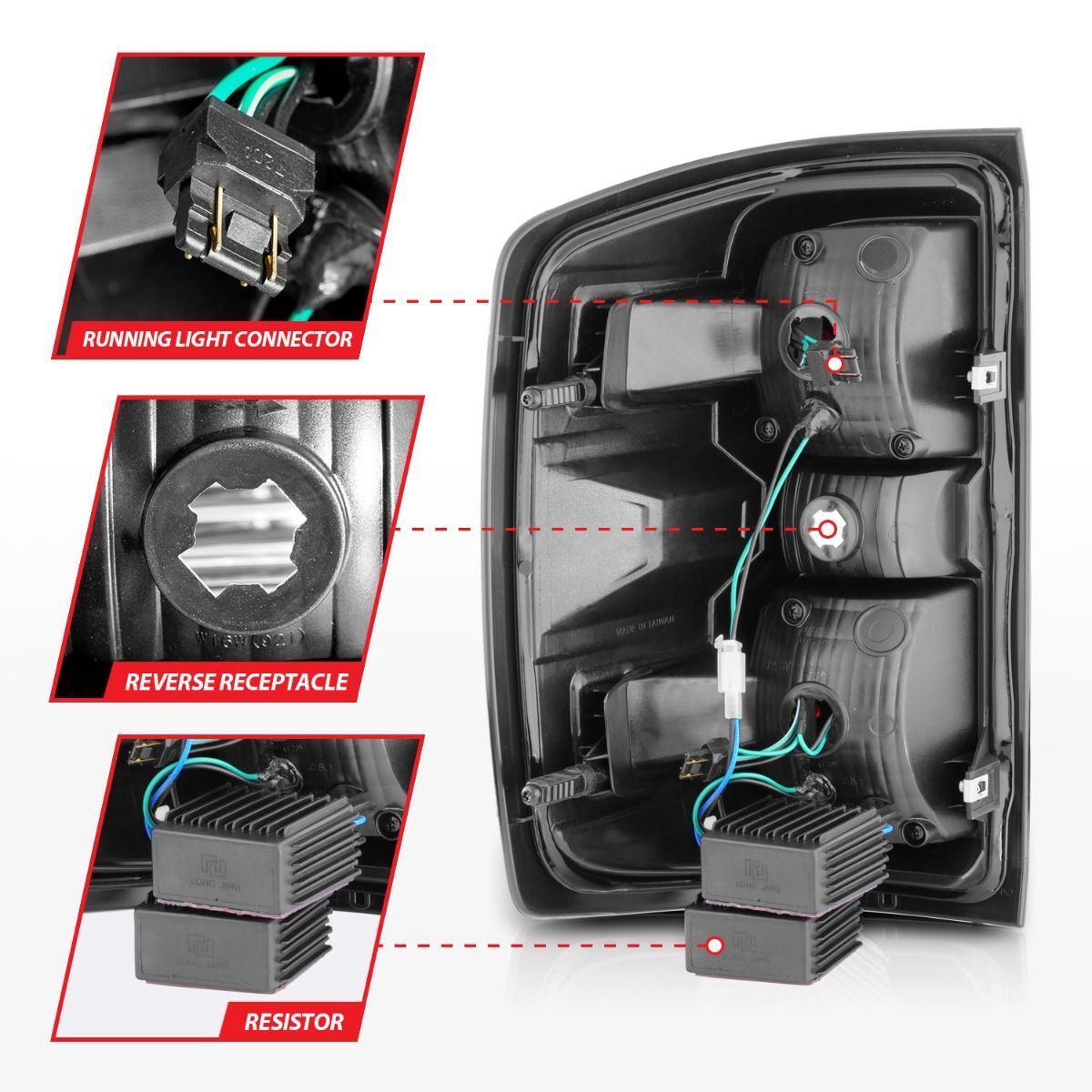 2015-2019 GMC Silverado 1500/2500 HD/3500 HD Dually Anzo LED Tail Lights W/ Light Bar Black Housing Clear Lens