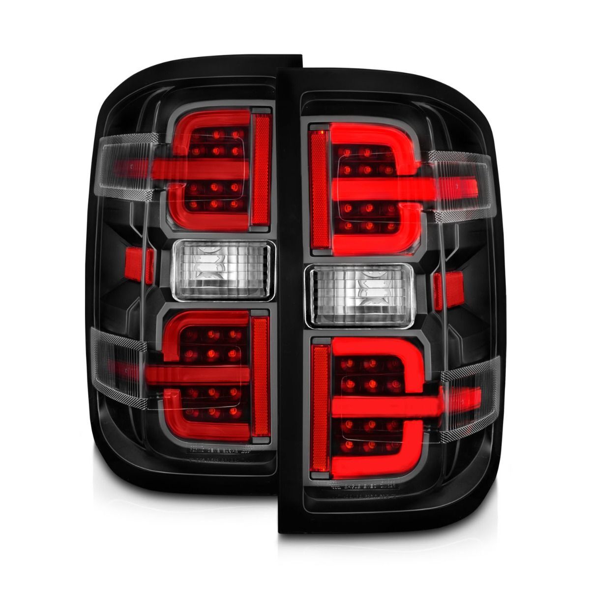 2015-2019 GMC Silverado 1500/2500 HD/3500 HD Dually Anzo LED Tail Lights W/ Light Bar Black Housing Clear Lens
