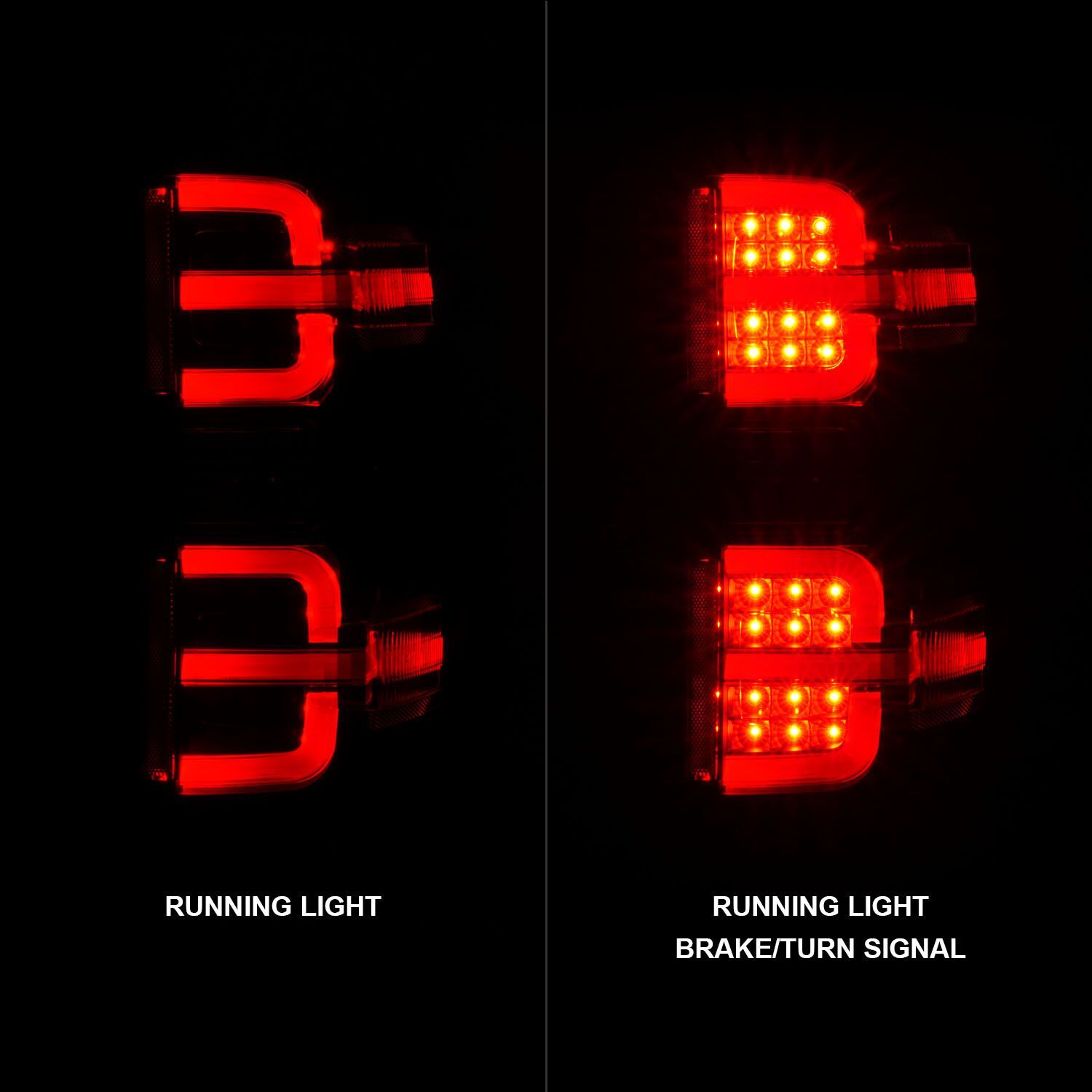 2015-2019 GMC Silverado 1500/2500 HD/3500 HD Dually Anzo LED Tail Lights W/ Light Bar Black Housing Clear Lens