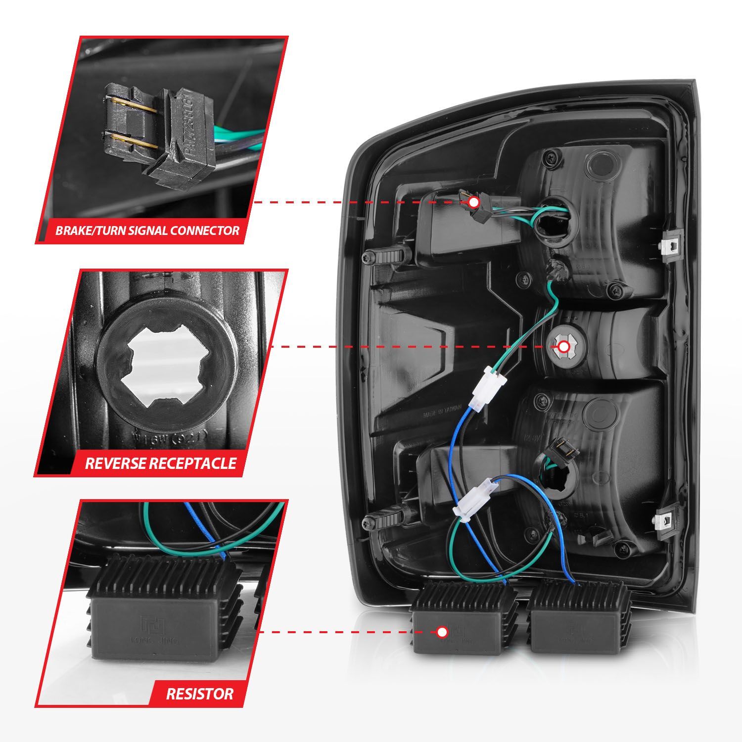 2015-2019 GMC Silverado 1500/2500 HD/3500 HD Dually Anzo LED Tail Lights W/ Light Bar Smoke Housing Clear Lens