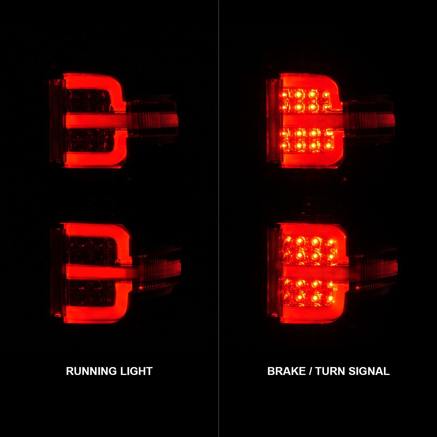 2015-2019 GMC Silverado 1500/2500 HD/3500 HD Dually Anzo LED Tail Lights W/ Light Bar Smoke Housing Clear Lens