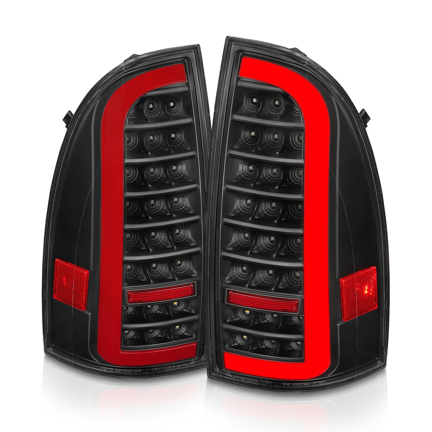 2005-2015 Toyota Tacoma Anzo Full LED Tail Lights W/ Light Bar Sequential Black Housing Clear Lens - 311427
