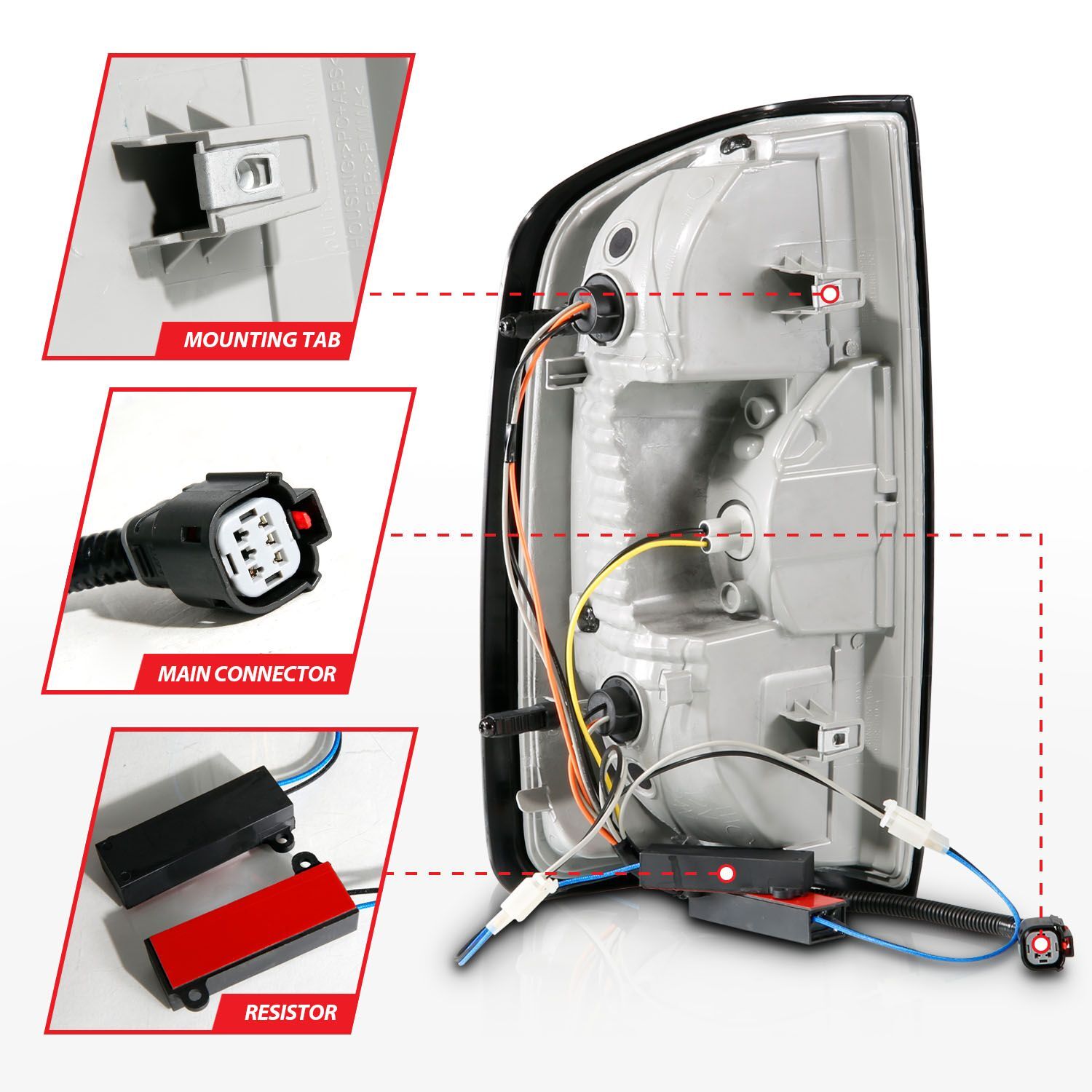 2015-2022 Chevrolet Colorado Anzo Full LED Tail Lights W/ Red Light Bar Black Housing Clear Lens