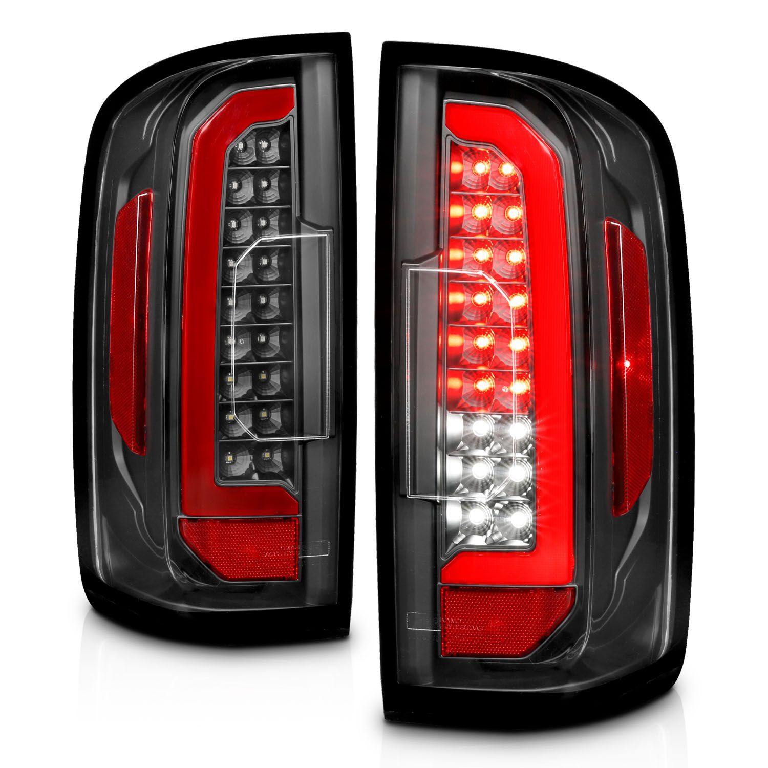 2015-2022 Chevrolet Colorado Anzo Full LED Tail Lights W/ Red Light Bar Black Housing Clear Lens - 311432
