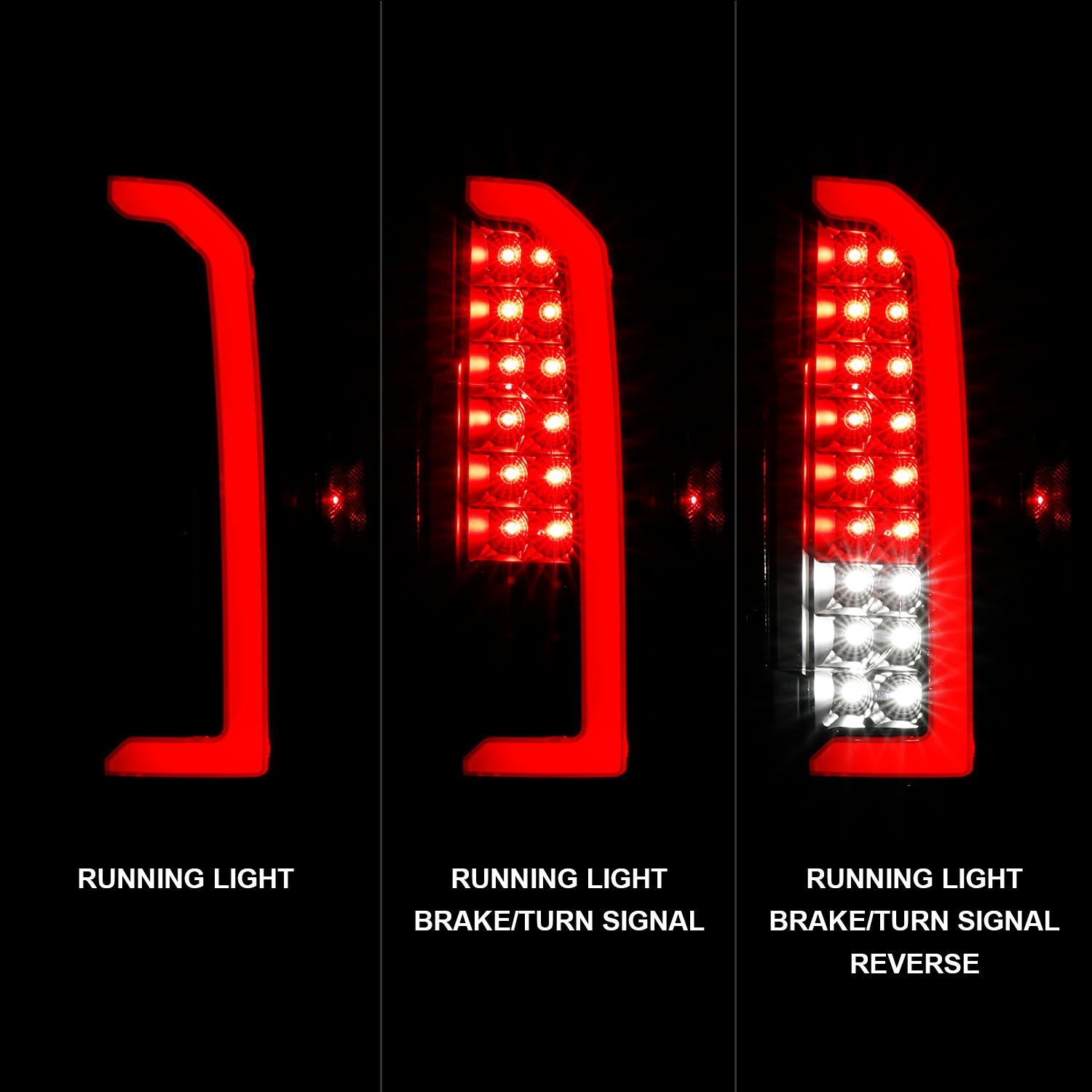 2015-2022 Chevrolet Colorado Anzo Full LED Tail Lights W/ Red Light Bar Black Housing Clear Lens