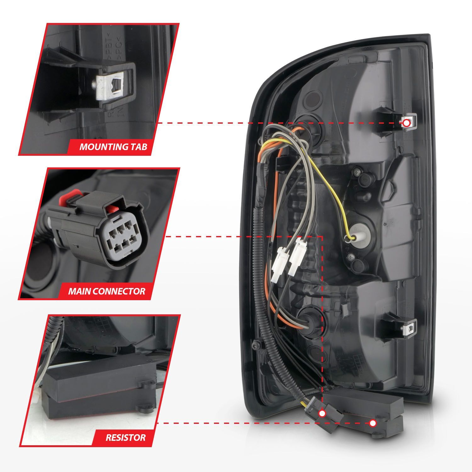 2015-2022 GMC Canyon Anzo Full LED Tail Lights W/ Red Light Bar Black Housing Clear Lens