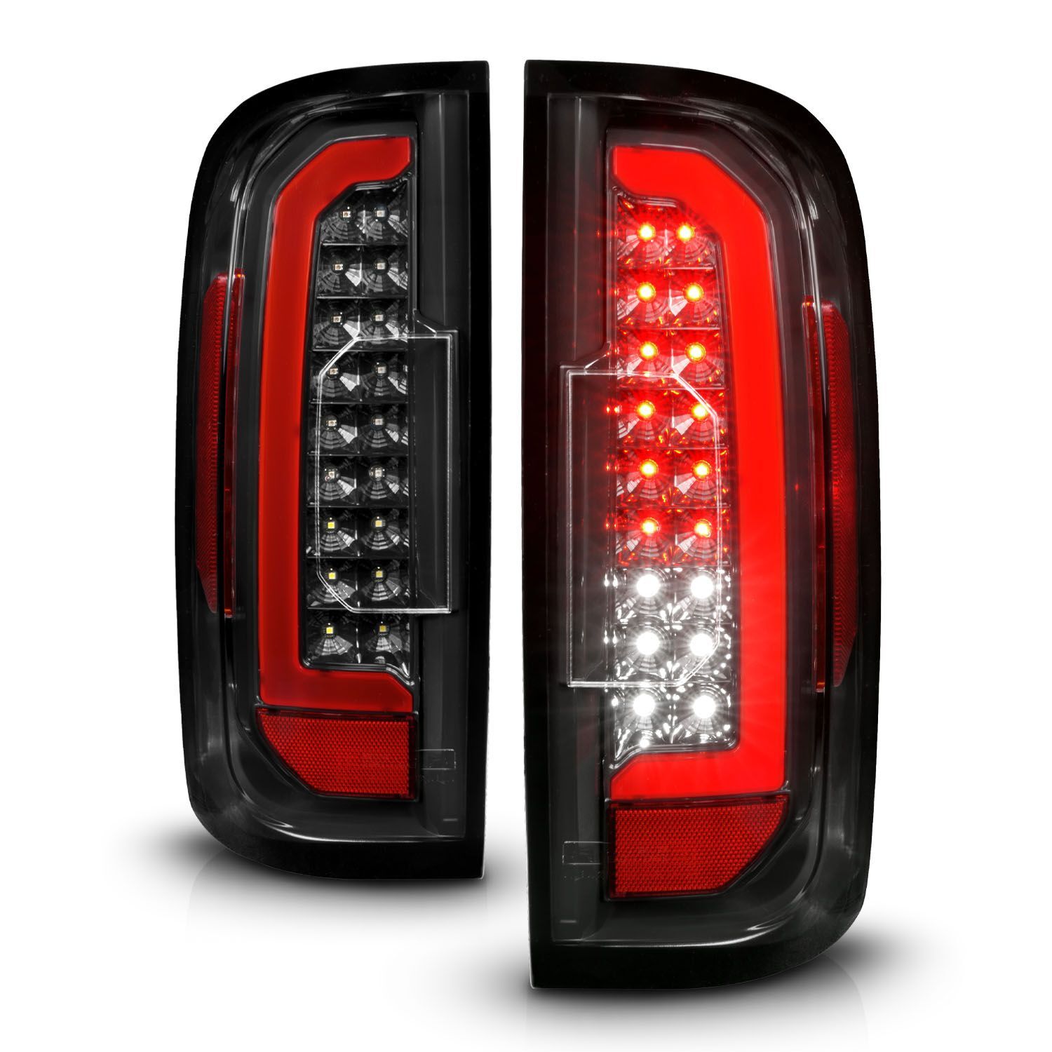 2015-2022 GMC Canyon Anzo Full LED Tail Lights W/ Red Light Bar Black Housing Clear Lens - 311434
