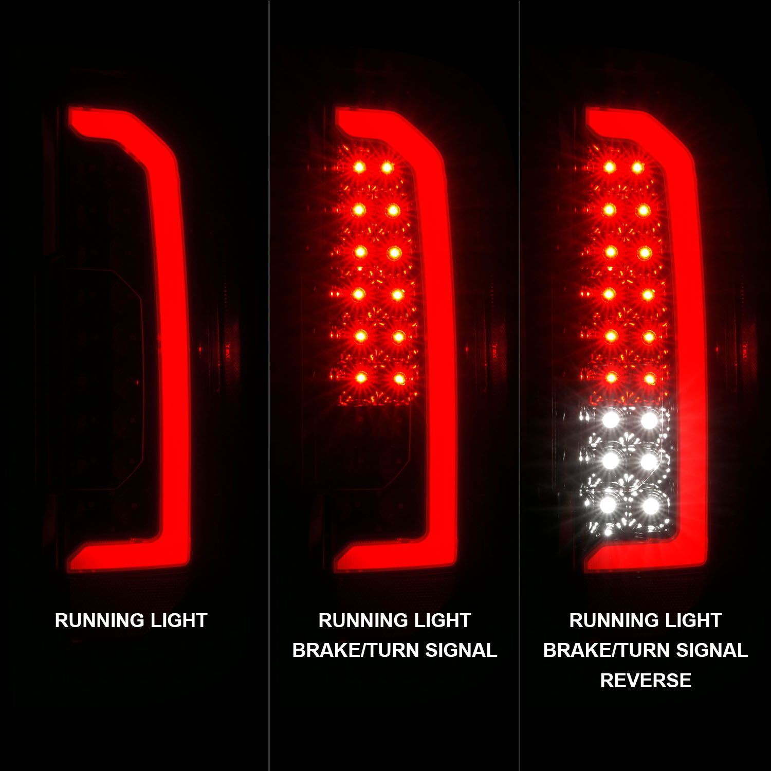 2015-2022 GMC Canyon Anzo Full LED Tail Lights W/ Red Light Bar Black Housing Clear Lens