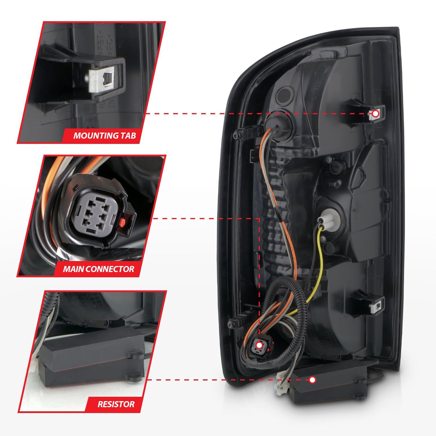 2015-2022 GMC Canyon Anzo Full LED Tail Lights W/ Red Light Bar Black Housing Smoke Lens