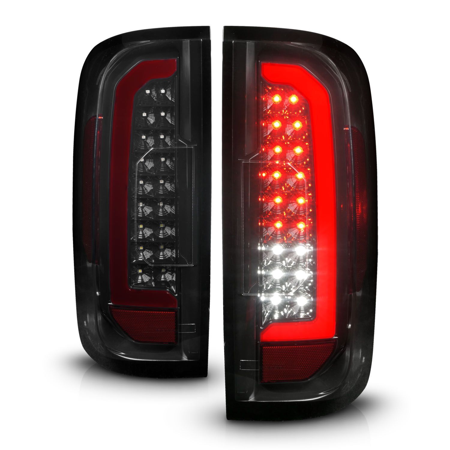 2015-2022 GMC Canyon Anzo Full LED Tail Lights W/ Red Light Bar Black Housing Smoke Lens - 311435