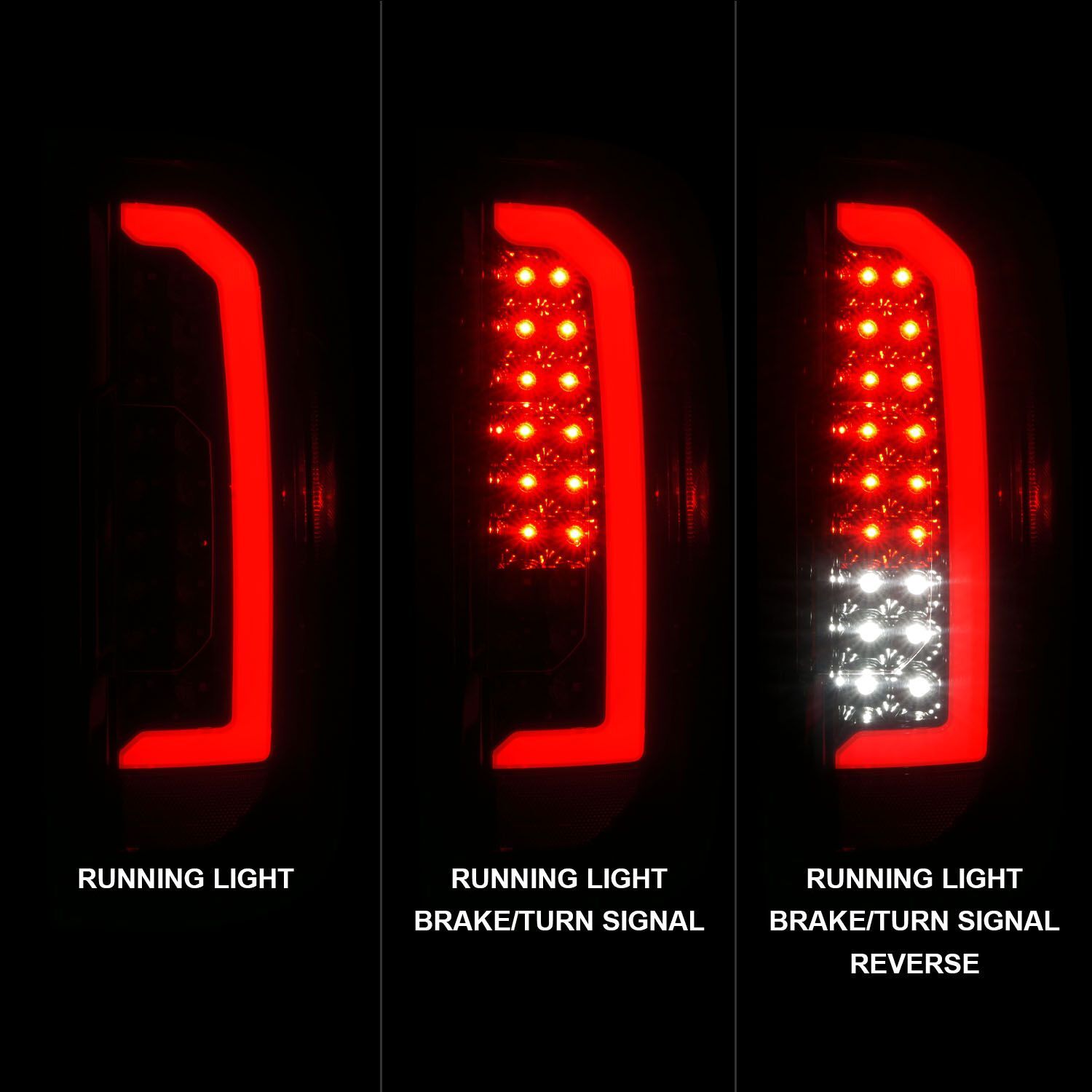 2015-2022 GMC Canyon Anzo Full LED Tail Lights W/ Red Light Bar Black Housing Smoke Lens