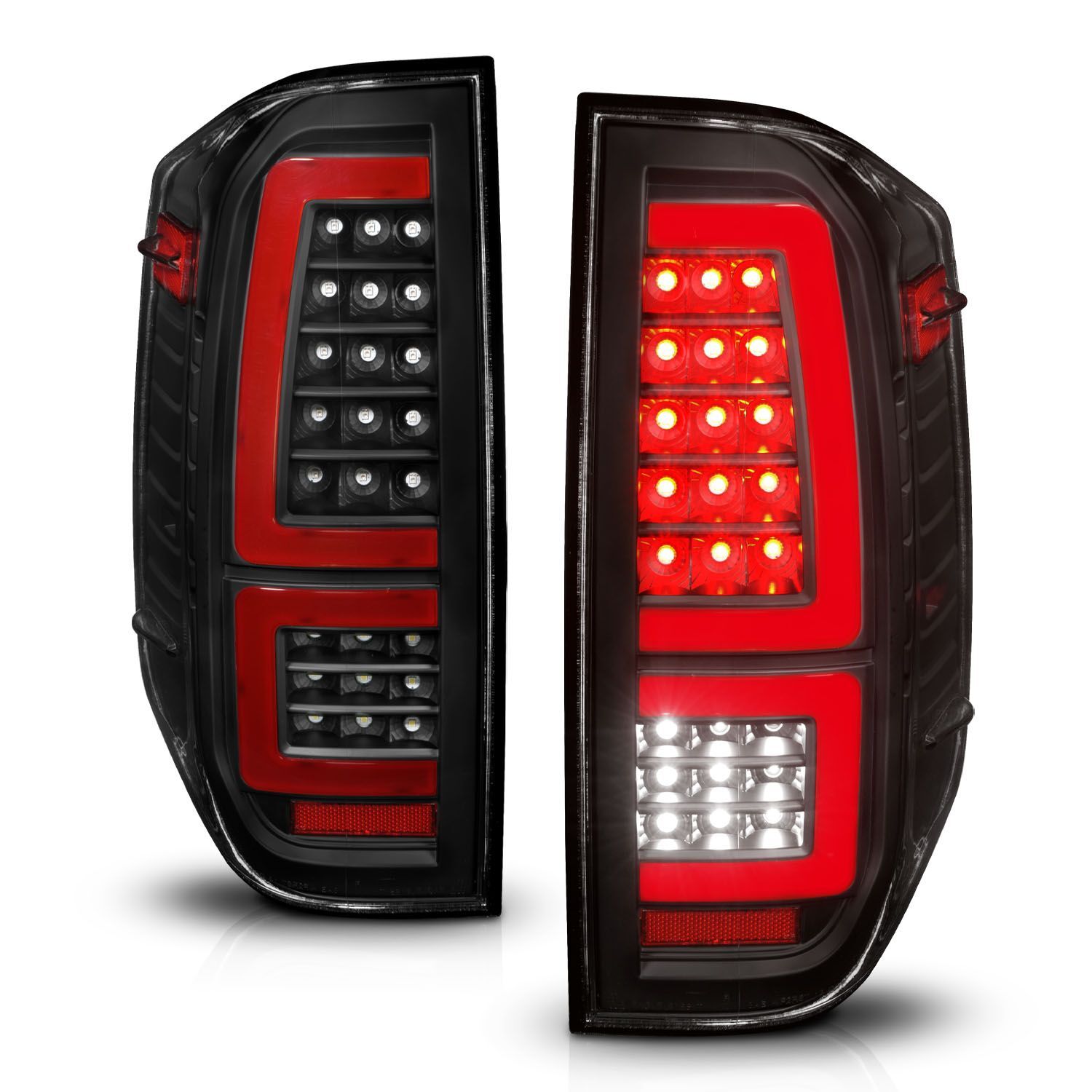 2014-2021 Toyota Tundra Anzo Full LED Tail Lights W/ Red Light Bar Sequential Signal Black Housing Clear Lens - 311436