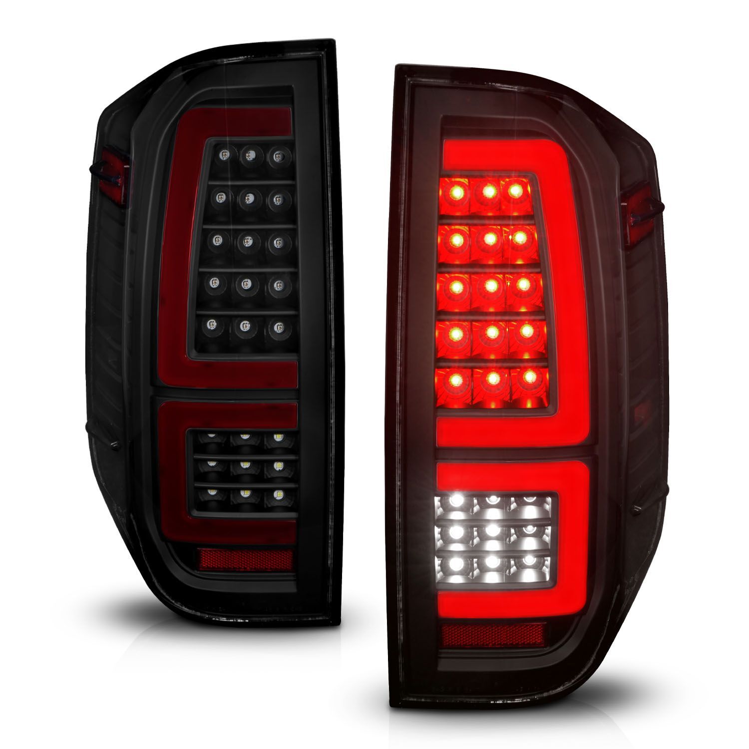 2014-2021 Toyota Tundra Anzo Full LED Tail Lights W/ Red Light Bar Sequential Signal Black Housing Smoke Lens - 311437