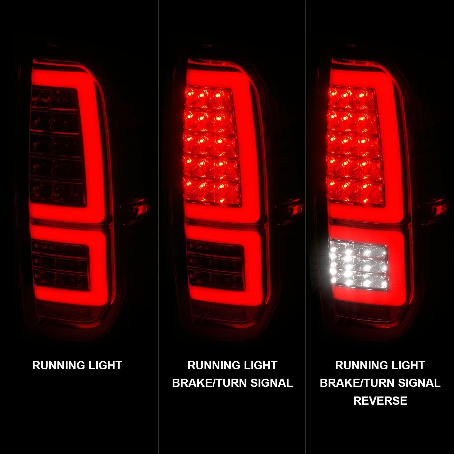 2014-2021 Toyota Tundra Anzo Full LED Tail Lights W/ Red Light Bar Sequential Signal Chrome Housing Clear Lens