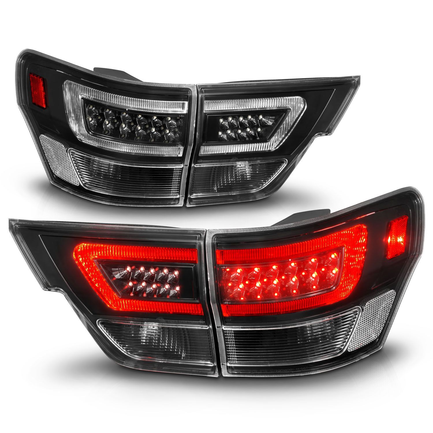 2011-2013 Jeep Grand Cherokee Anzo LED Tail Lights W/ Light Bar Black Housing Clear Lens 4PC - 311439