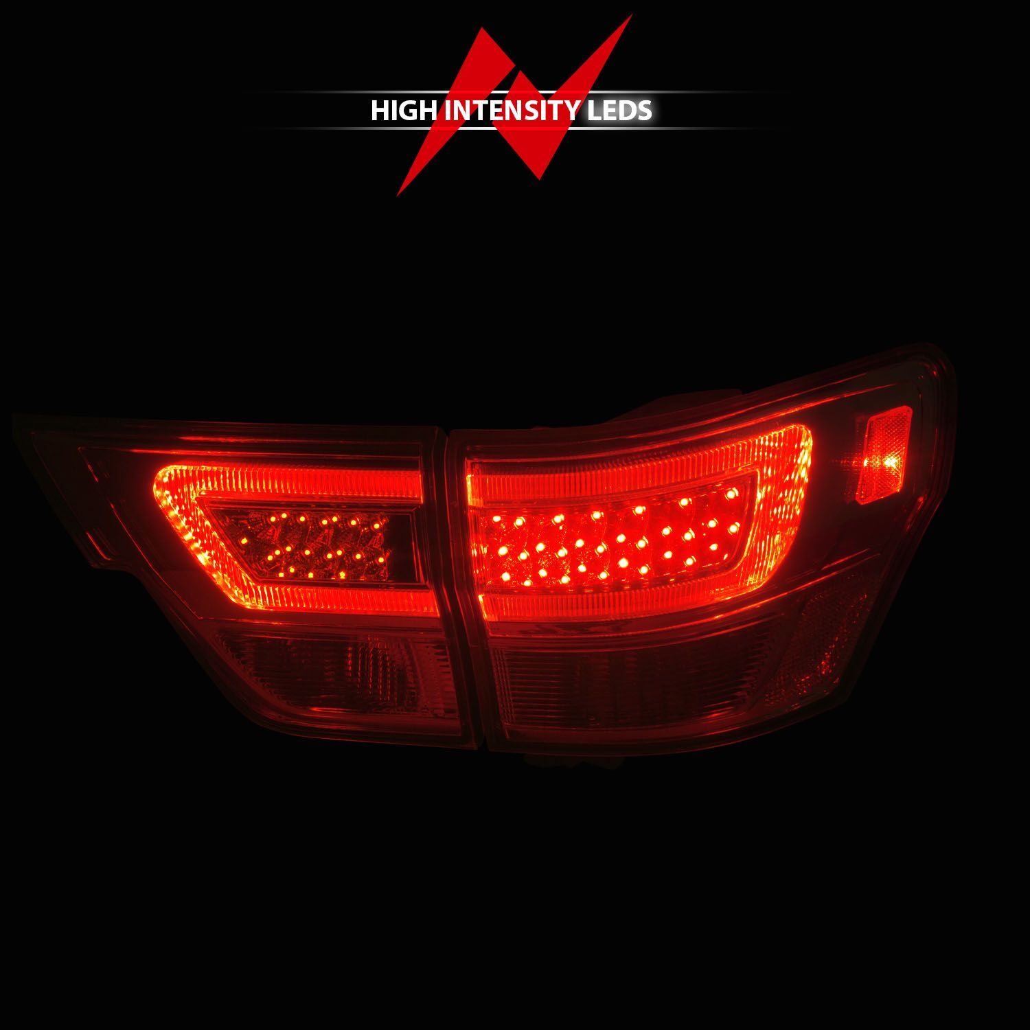 2011-2013 Jeep Grand Cherokee Anzo LED Tail Lights W/ Light Bar Chrome Housing Clear Lens 4PC