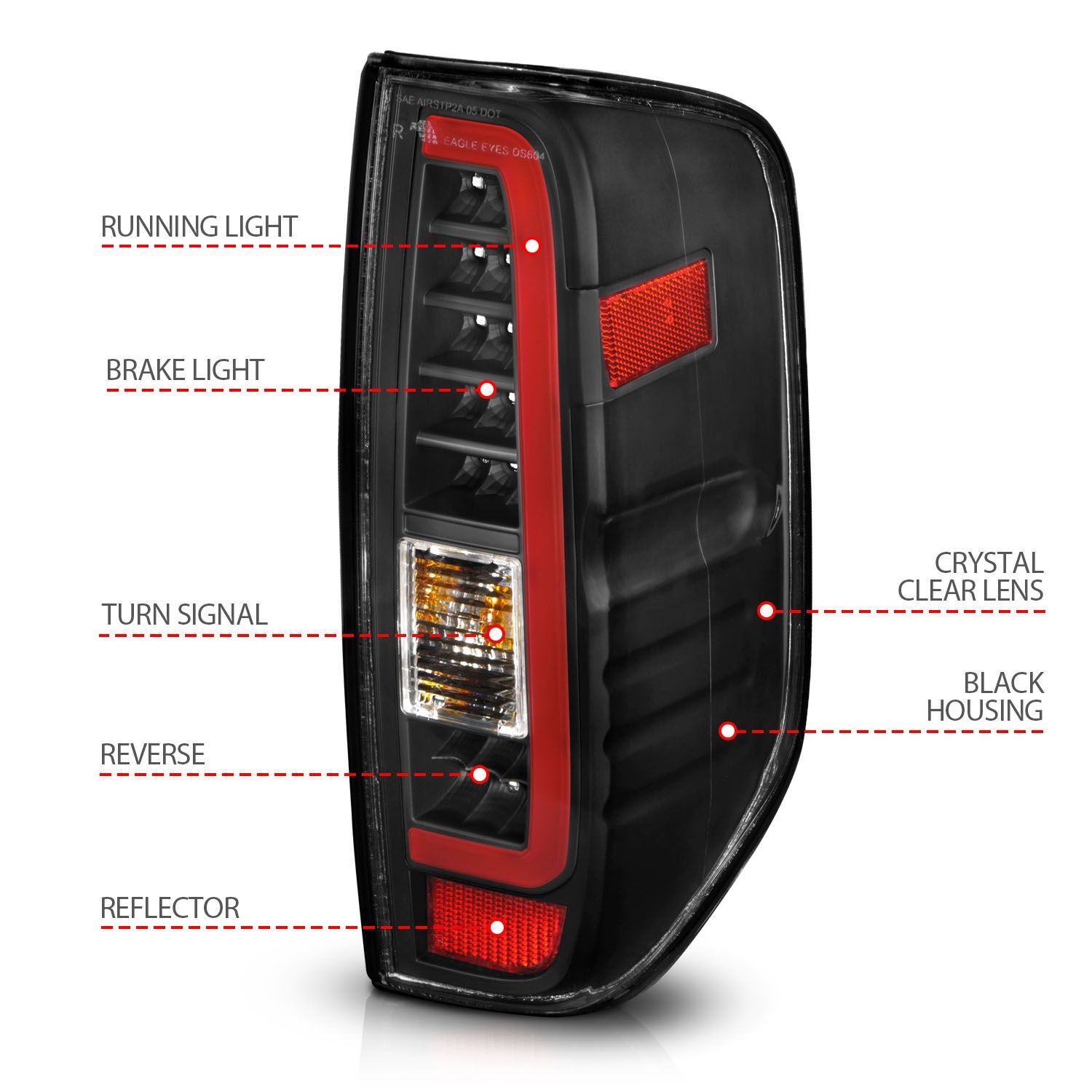 2005-2021 Nissan Frontier Anzo LED Tail Lights W/ Light Bar Black Housing Clear Lens