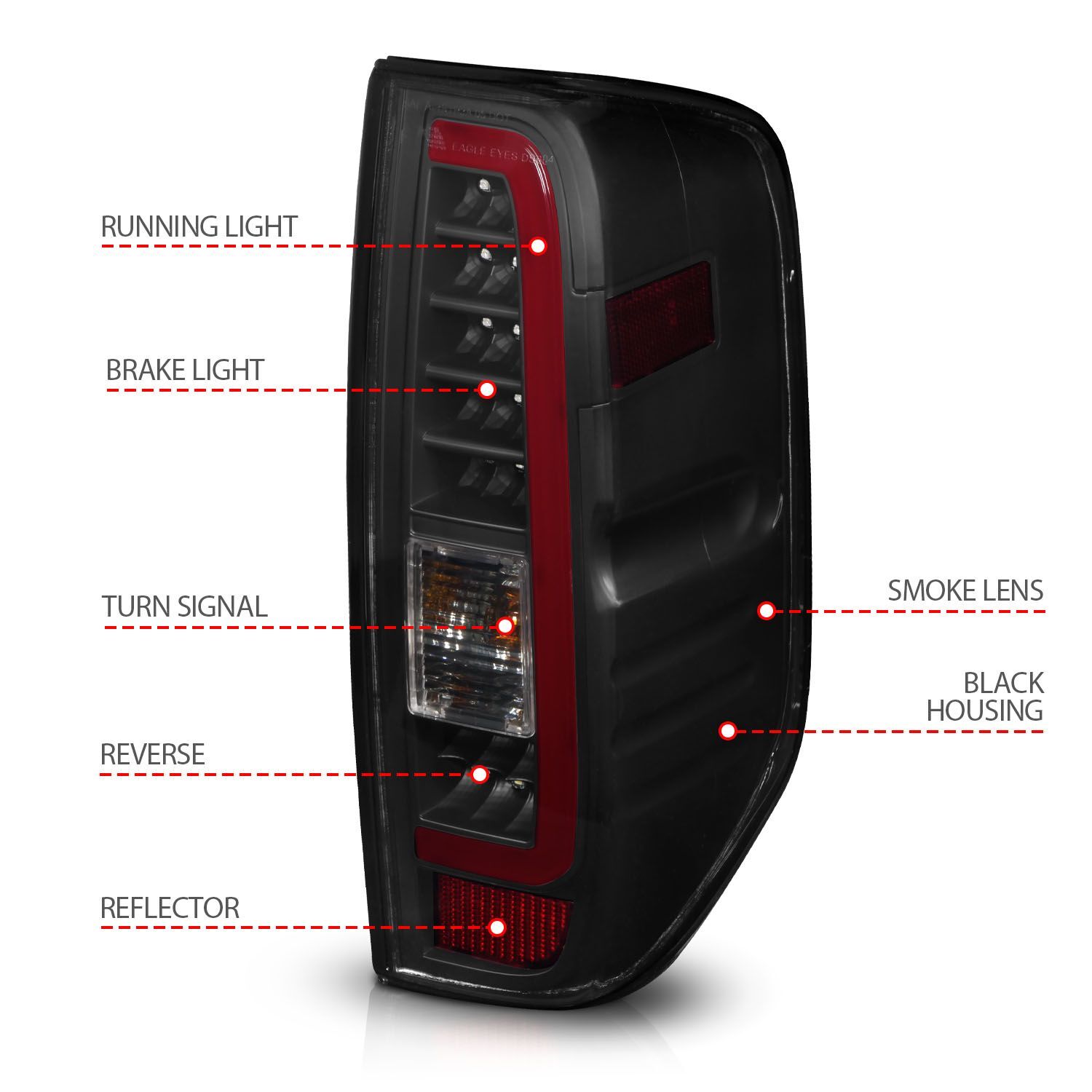 2005-2021 Nissan Frontier Anzo LED Tail Lights W/ Light Bar Black Housing Smoke Lens