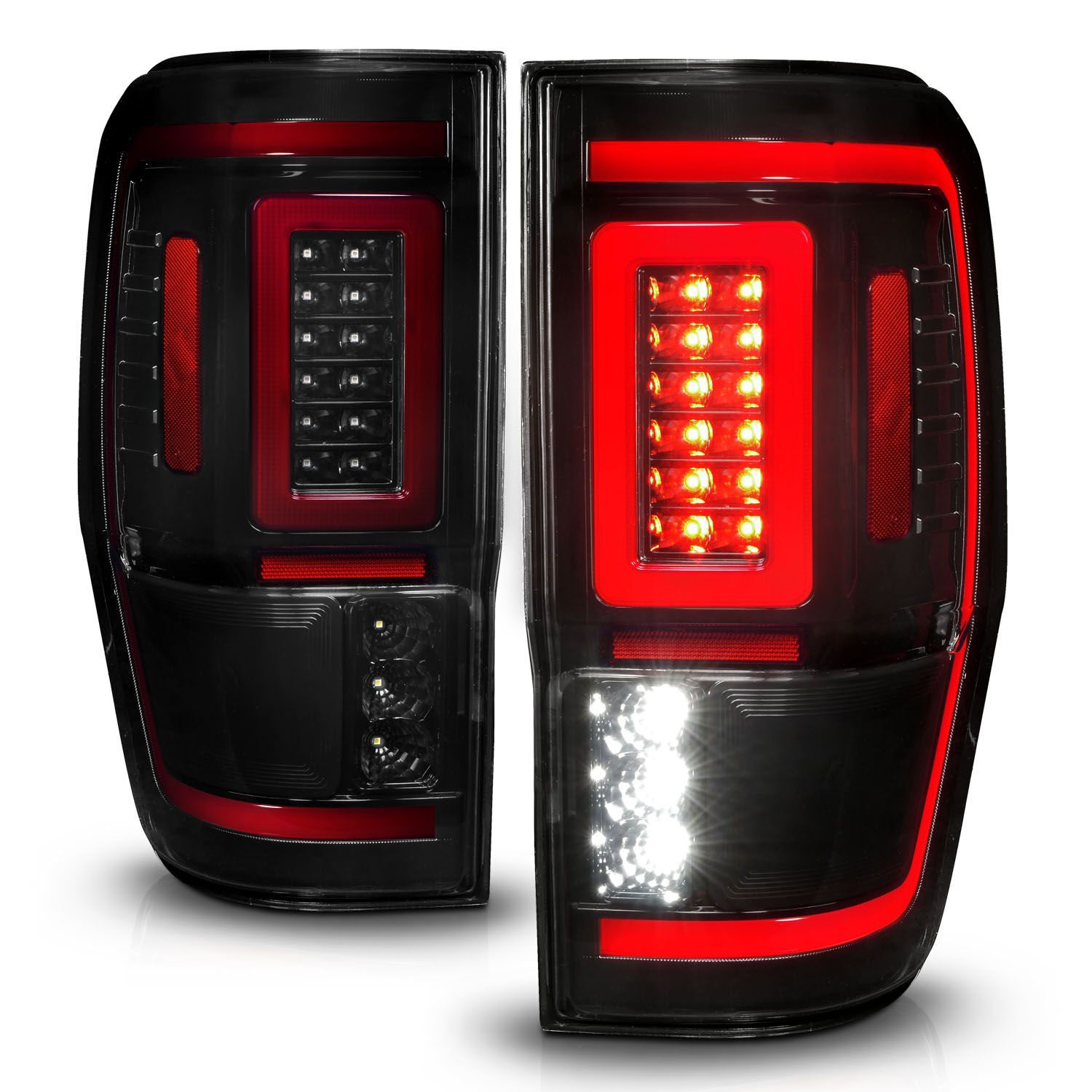 2019-2023 Ford Ranger Anzo Full LED Tail Lights W/ Light Bar Sequential Signal Black Housing Smoke Lens - 311447