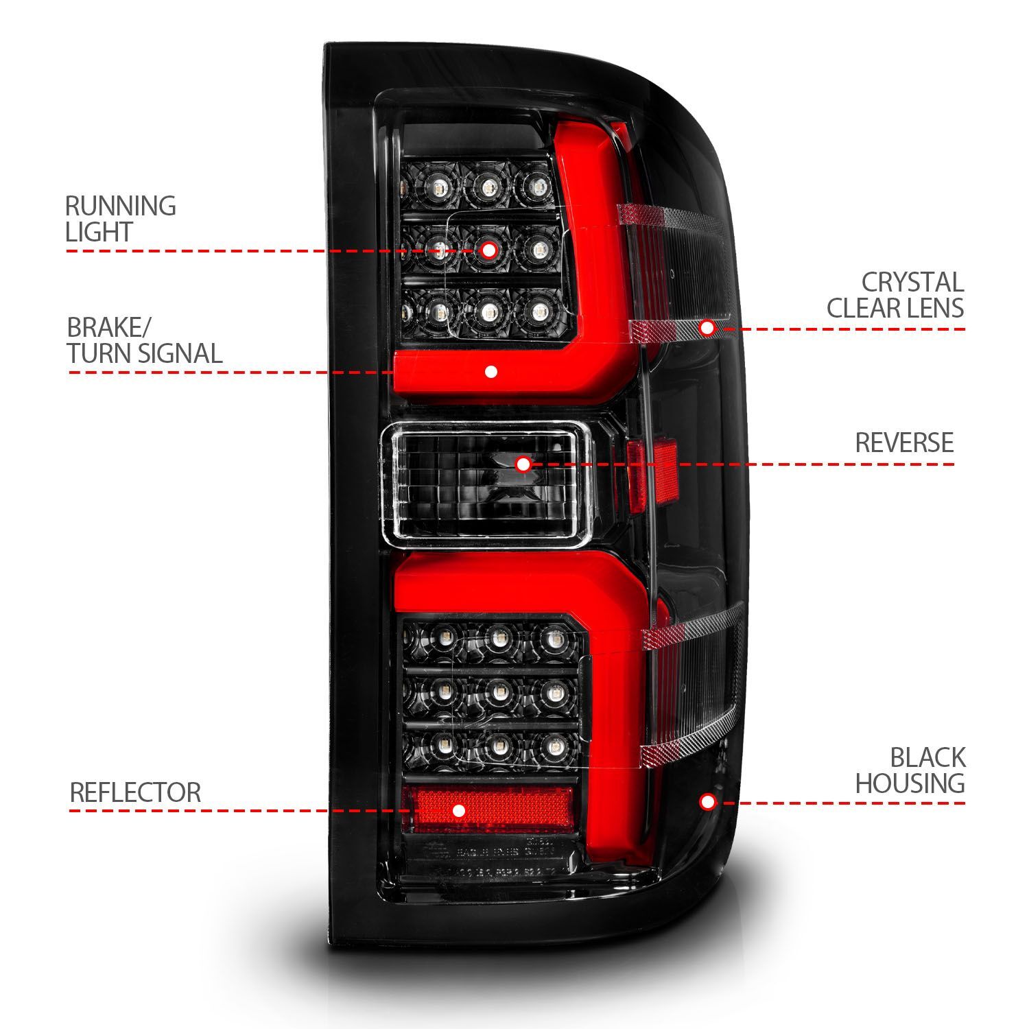 2015-2019 GMC Silverado 1500/2500 HD/3500 HD Dually Anzo Full LED Tail Lights W/ Light Bar Sequential Signal Black Housing Clean Lens