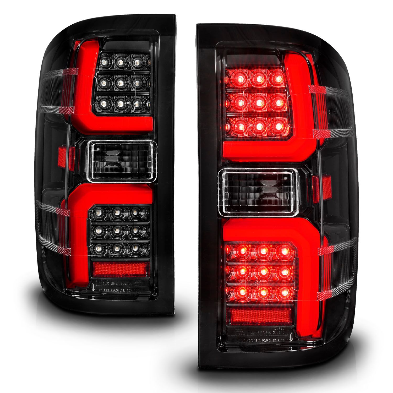 2015-2019 GMC Silverado 1500/2500 HD/3500 HD Dually Anzo Full LED Tail Lights W/ Light Bar Sequential Signal Black Housing Clean Lens - 311450