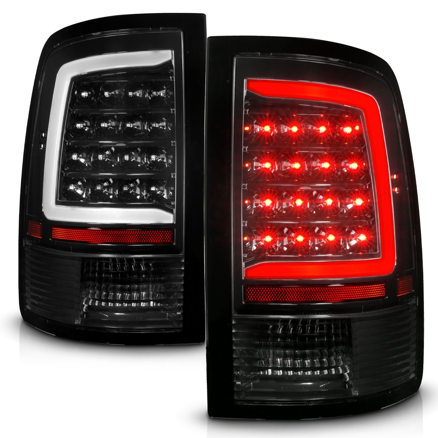 2009-2018 Dodge Ram 1500/2500/3500 Anzo LED Taillight Plank Style Sequential LED Black W/Clear Lens - 311452
