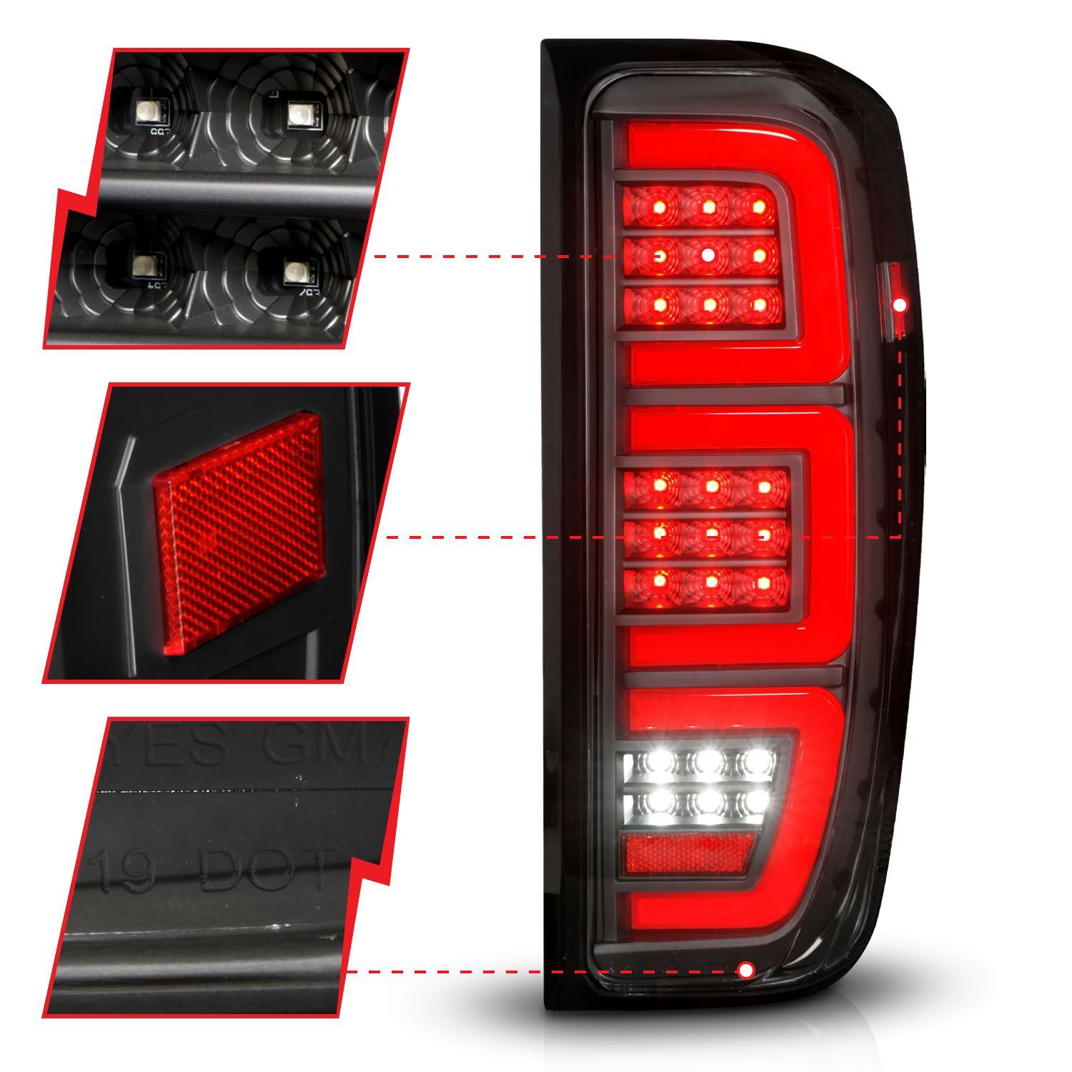 2019-2023 GMC Sierra 1500/2500 HD/3500 HD Anzo Black Replacement Full LED Bar Tail Light