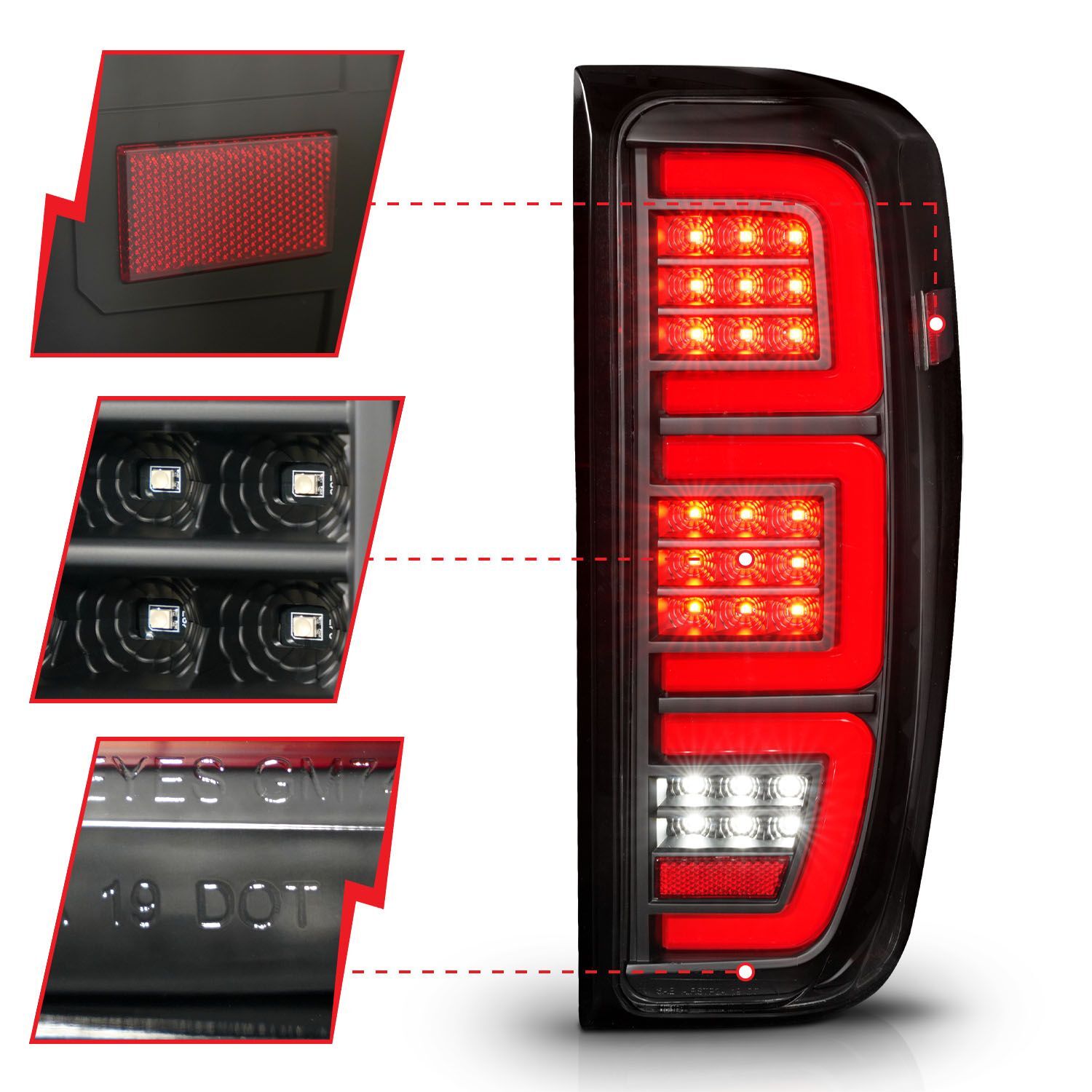 2019-2023 GMC Sierra 1500/2500 HD/3500 HD Anzo Black Replacement Full LED Bar Tail Light