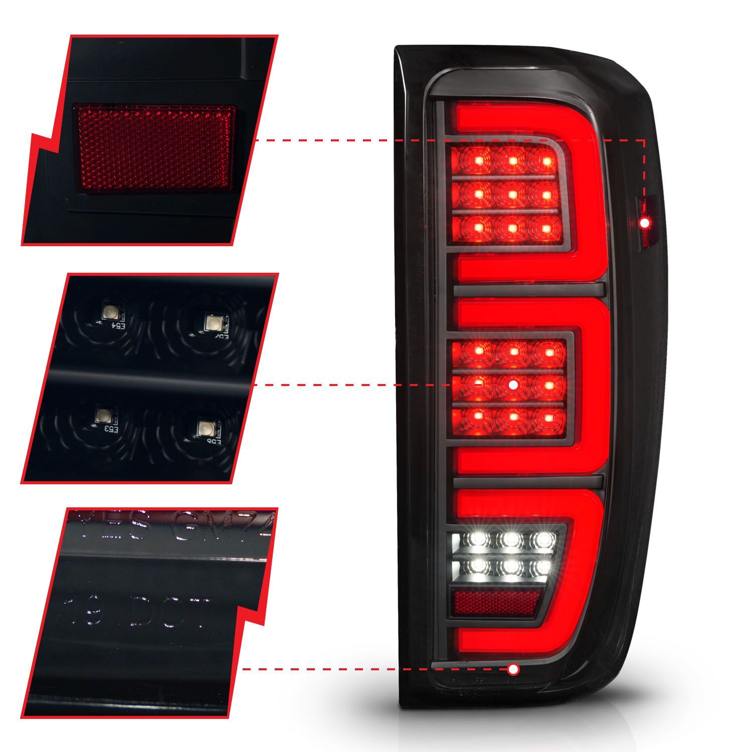 2019-2023 GMC Sierra 1500/2500 HD/3500 HD Anzo Smoke Black Replacement Full LED Bar Tail Light