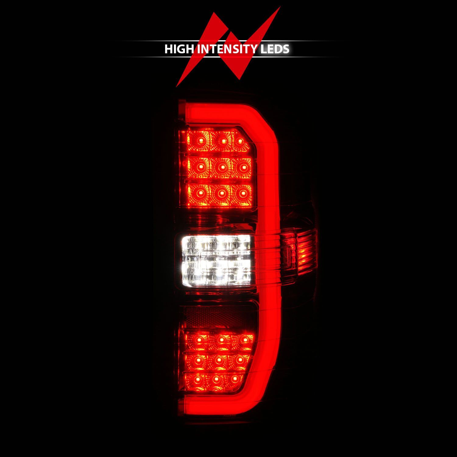 2015-2019 GMC Sierra 1500/2500 HD/3500 HD Anzo Sequential LED C-Bar Tail Lights Chrome Housing Red/Clear Lens