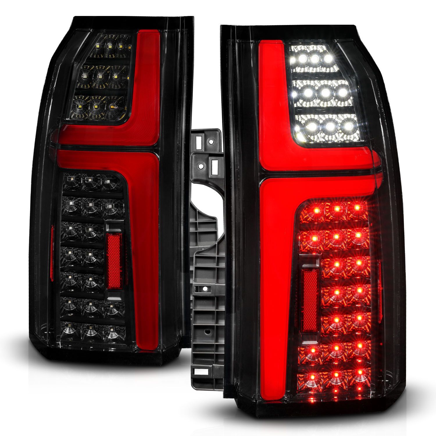 2015-2020 Chevrolet Suburban/Tahoe Anzo Sequential LED Tube Tail Lights Smoke Black - 311468