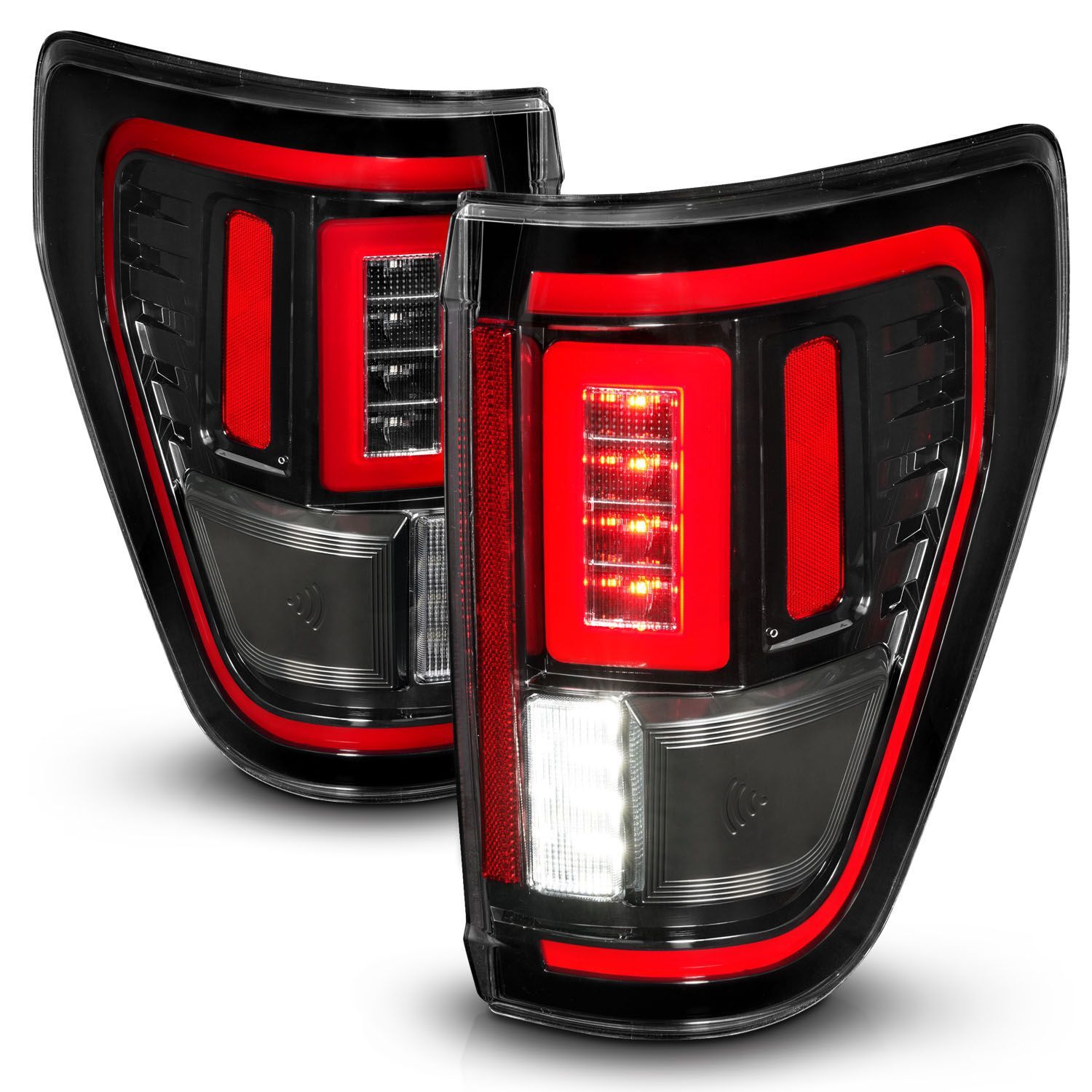 2021-2023 Ford F-150 XLT Anzo Full LED Sequential Signal Black Tail Light W/ Blis Cover - 311475
