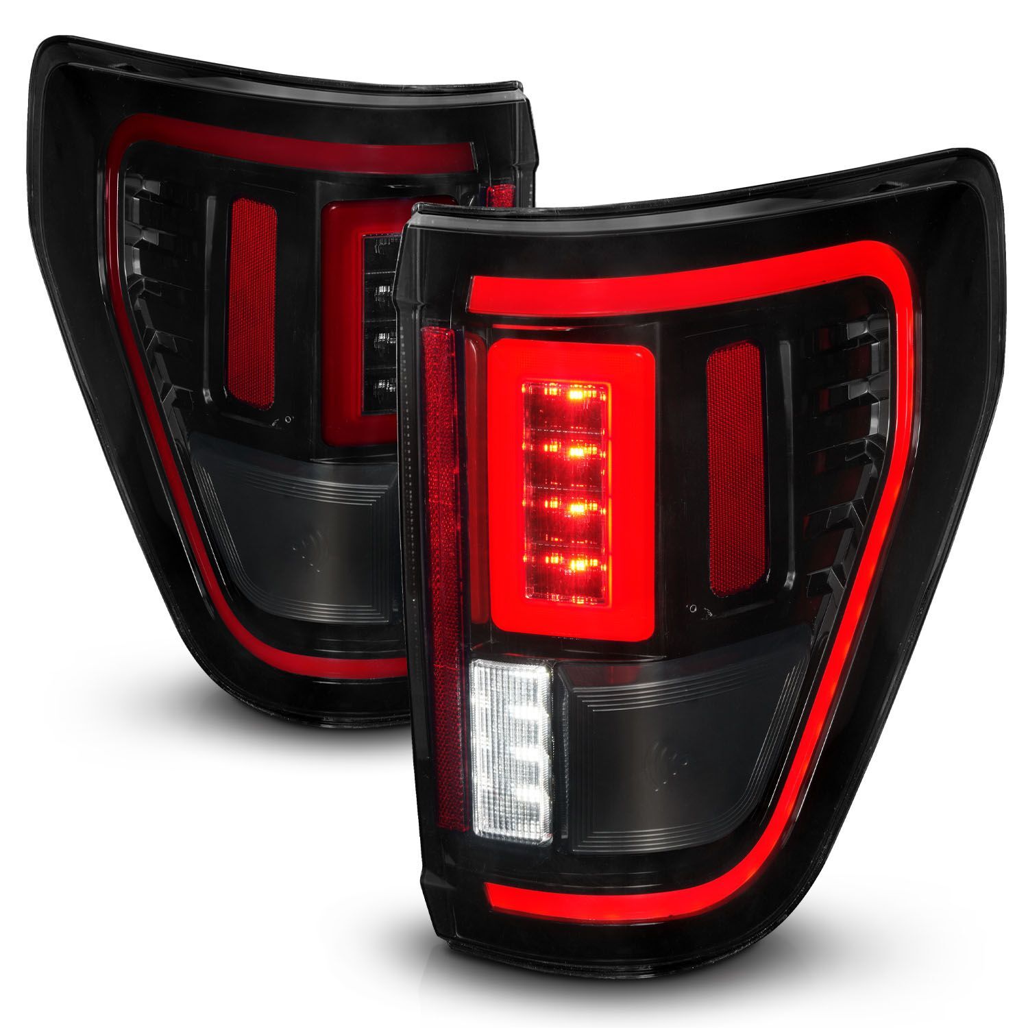 2021-2023 Ford F-150 XLT Anzo Full LED Sequential Signal Smoke Black Tail Light W/ Blis Cover - 311476