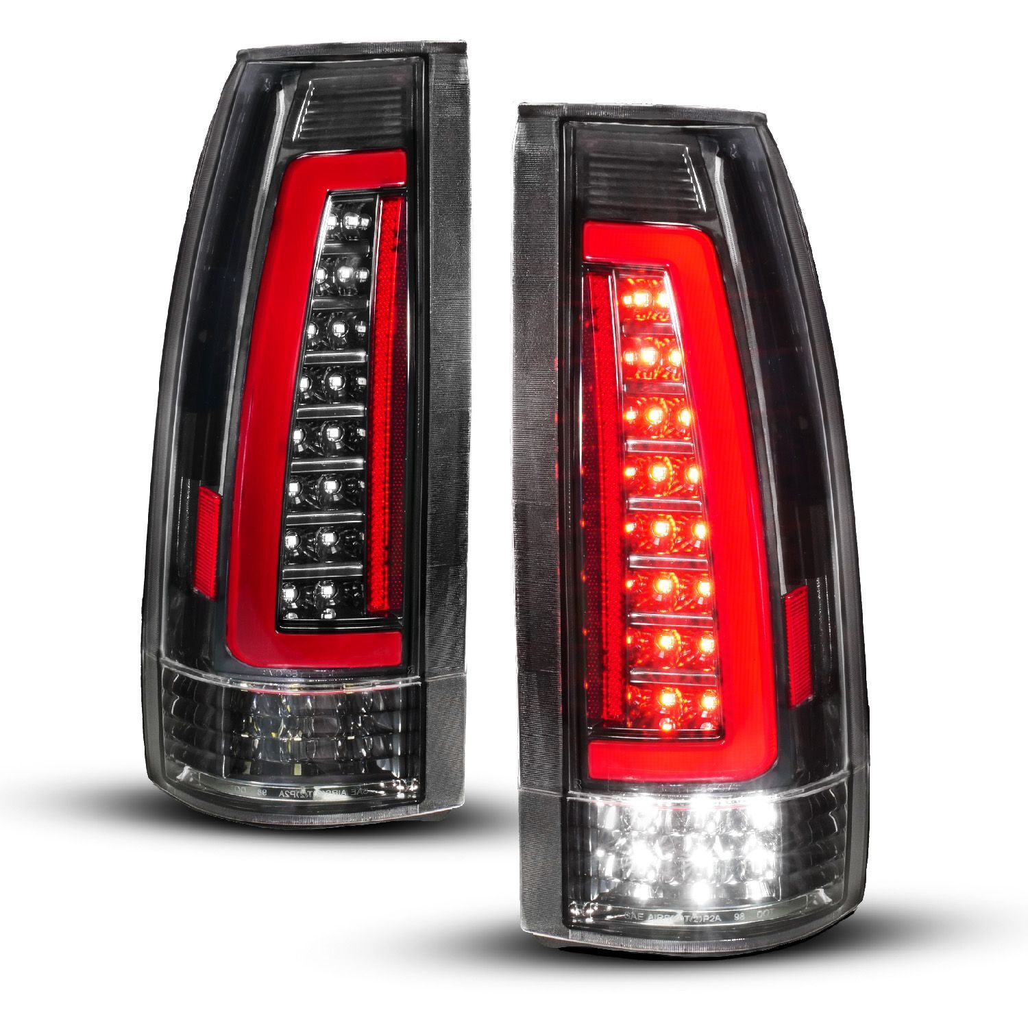 1988-1998 GMC Escalade Anzo Full LED Light Tube Tail Lights Black Housing Clear Lens - 311485