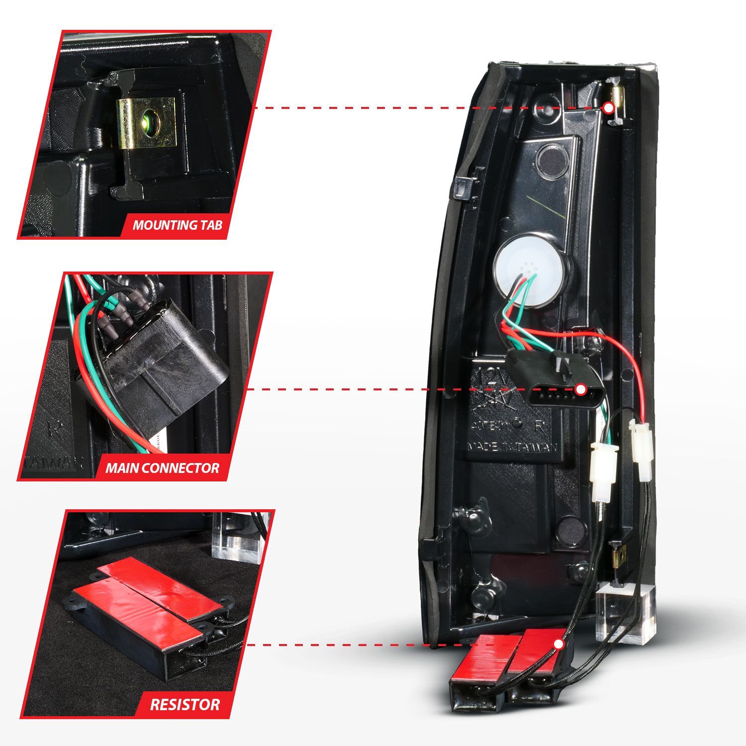1988-1998 GMC Escalade Anzo Full LED Light Tube Tail Lights Black Housing Smoke Lens