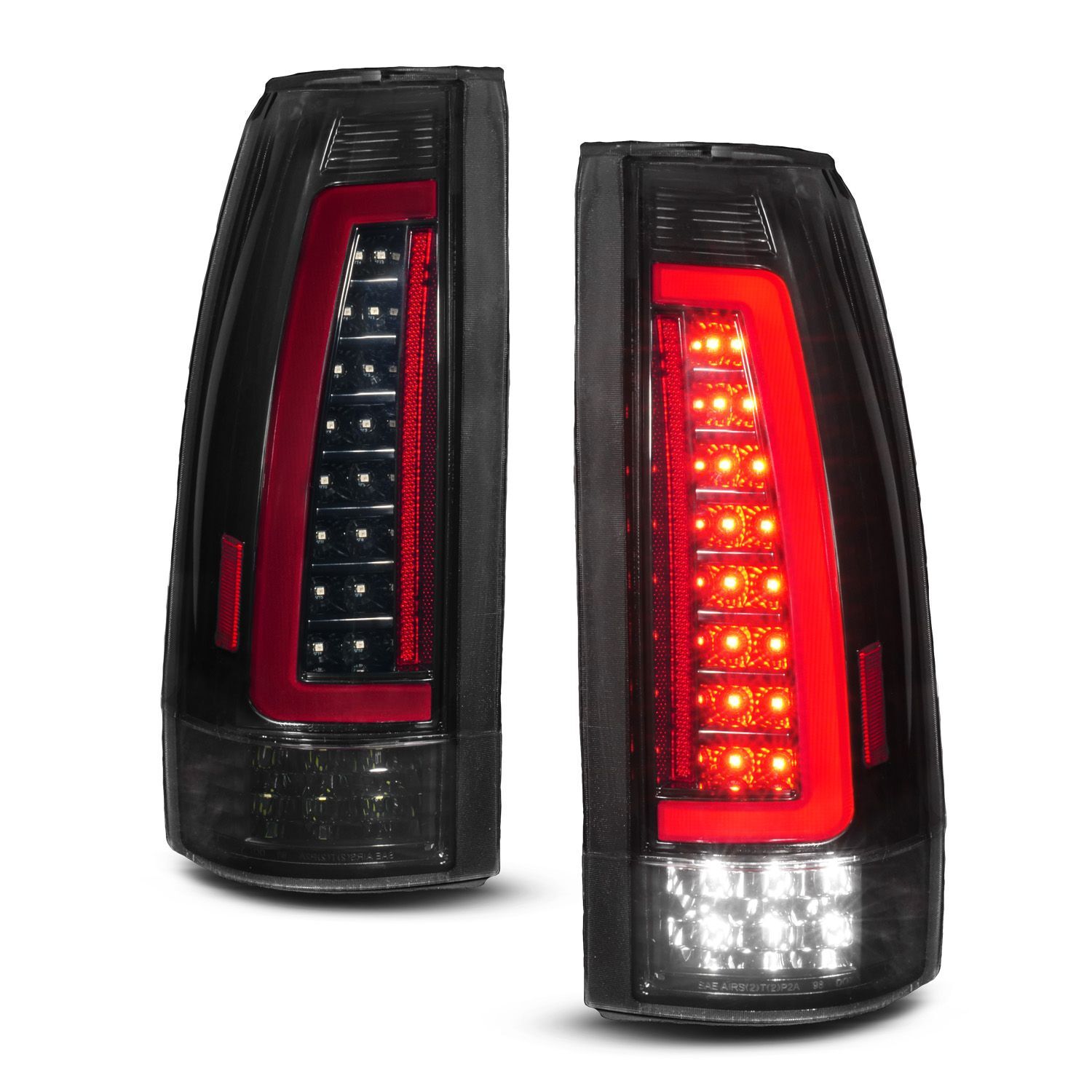 1988-1998 GMC Escalade Anzo Full LED Light Tube Tail Lights Black Housing Smoke Lens - 311486