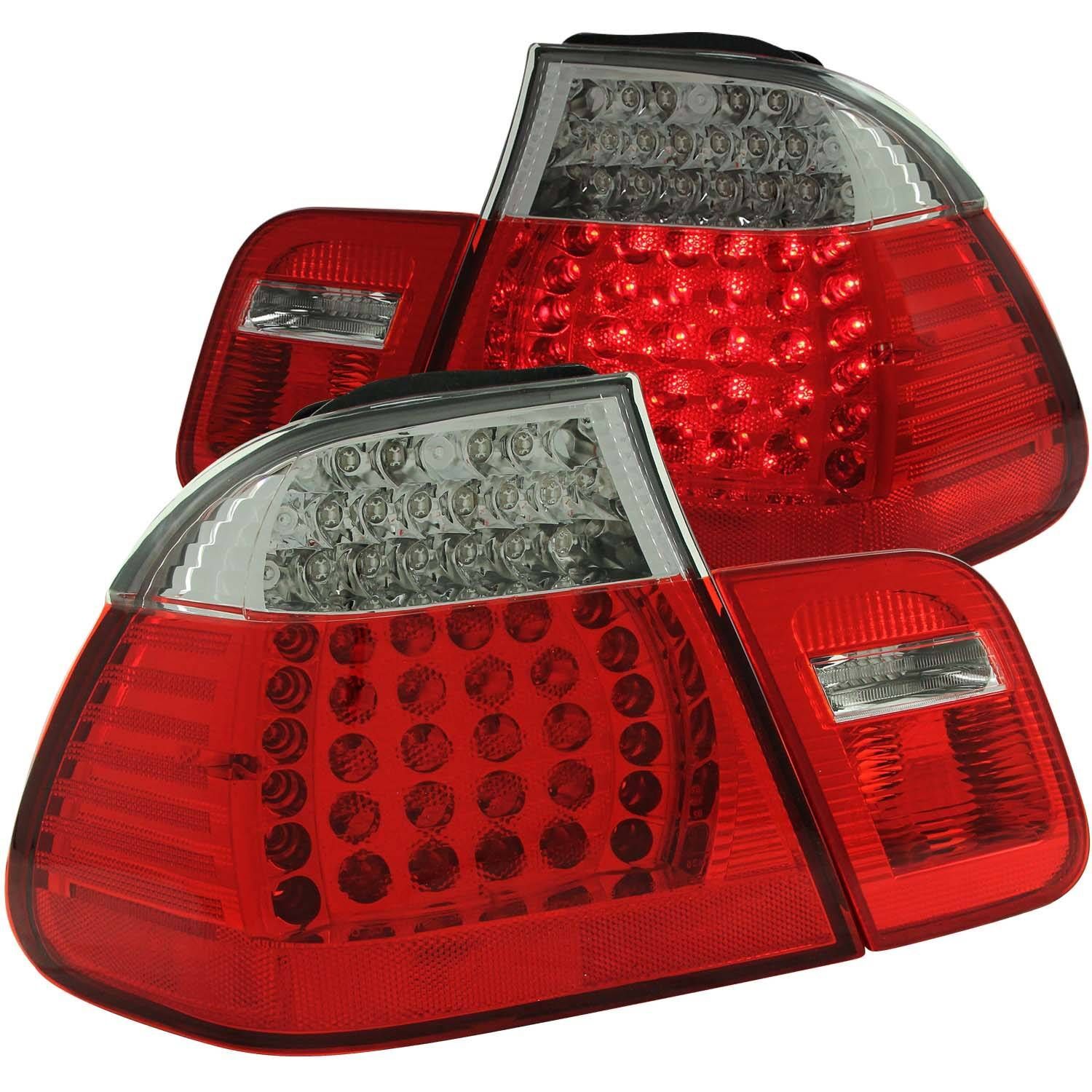 1999-2001 BMW 3-Series E46 4DR Anzo LED Tail Lights Red/Clear 4PC - 321004