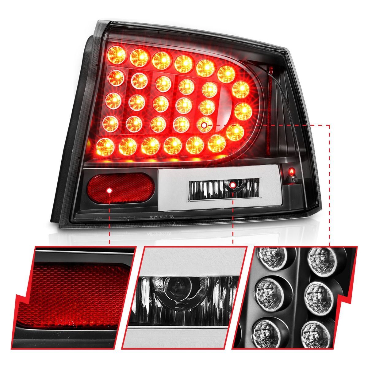 2006-2008 Dodge Charger Anzo LED Tail Lights Black