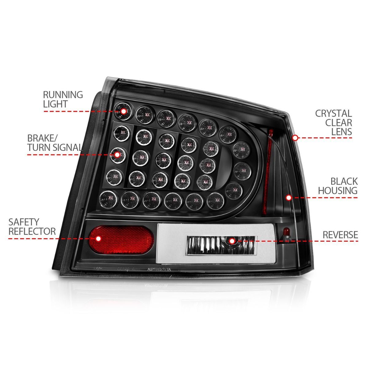 2006-2008 Dodge Charger Anzo LED Tail Lights Black