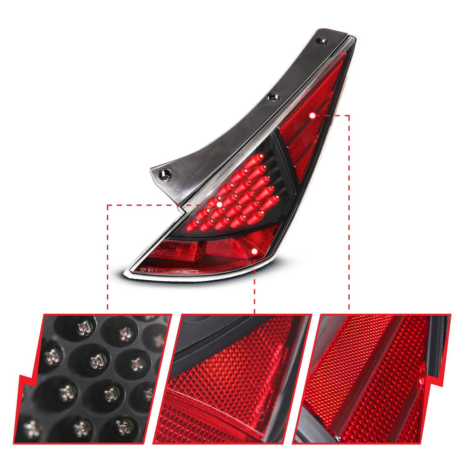 2003-2005 Nissan 350z Anzo LED Tail Lights Black