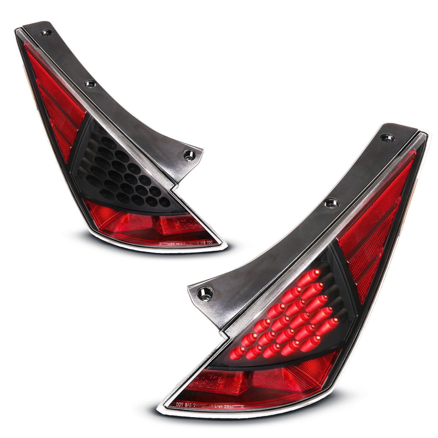 2003-2005 Nissan 350z Anzo LED Tail Lights Black - 321099