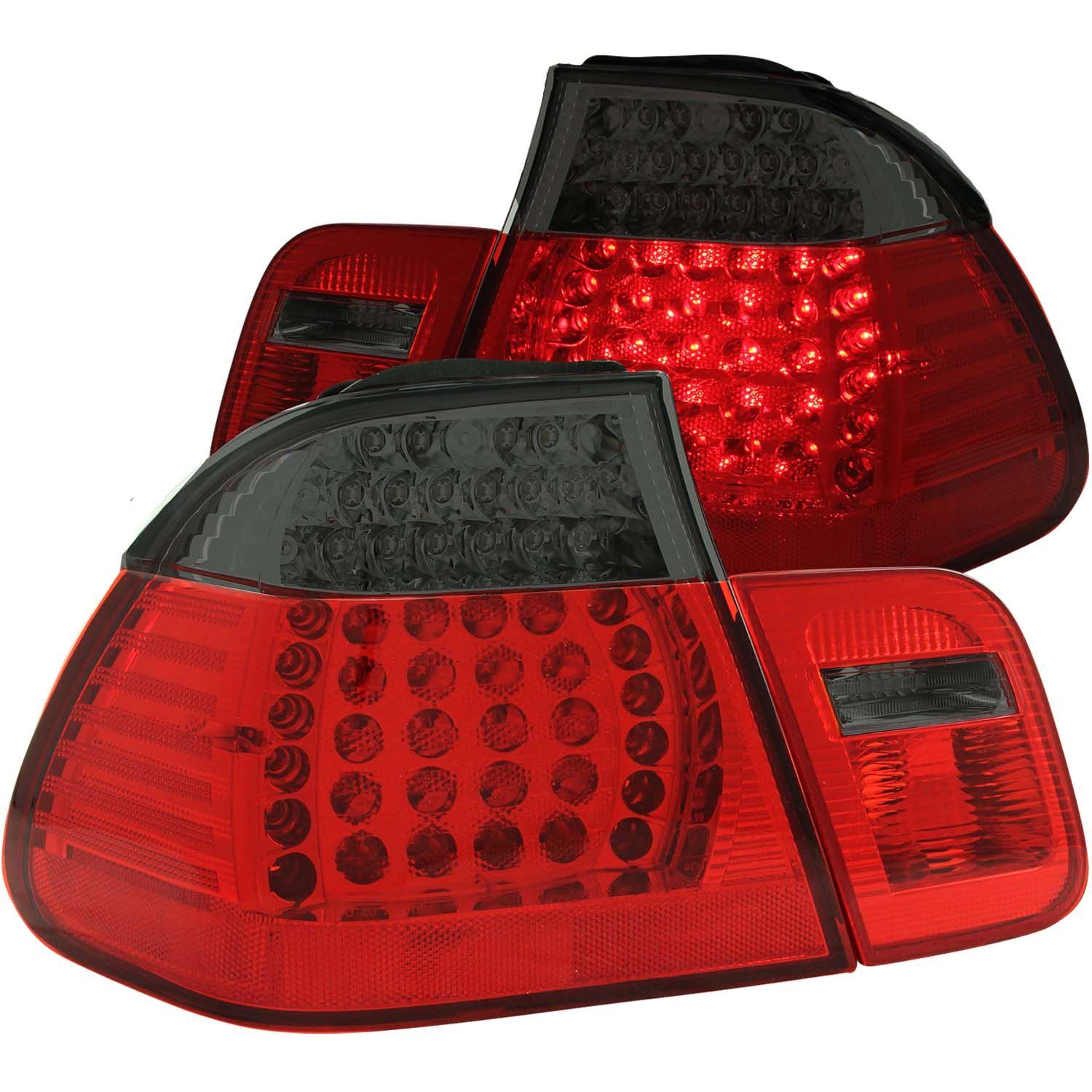 1999-2001 BMW 3-Series E46 4DR Anzo LED Tail Lights Red/Smoke 2PC - 321126