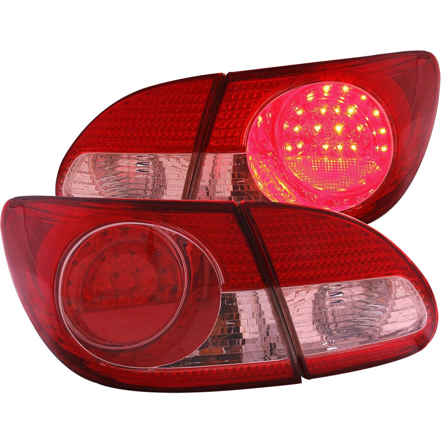 2003-2008 Toyota Corolla Anzo LED Tail Lights Red Clear 4PC - 321190