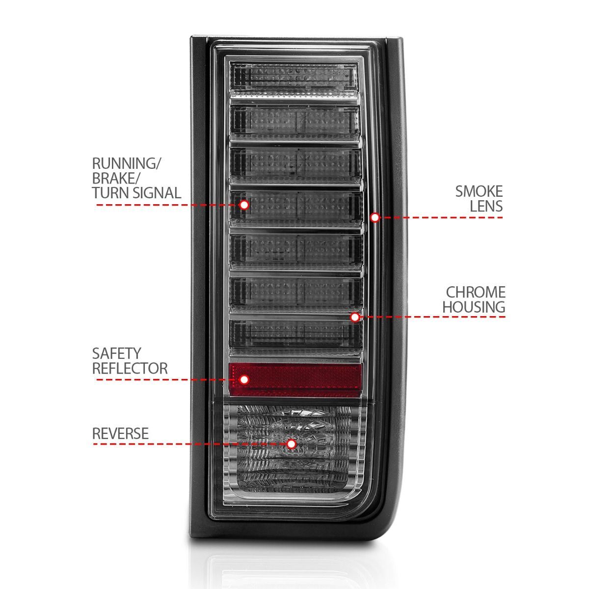 2003-2009 Hummer H2 Anzo LED Tail Lights Smoke