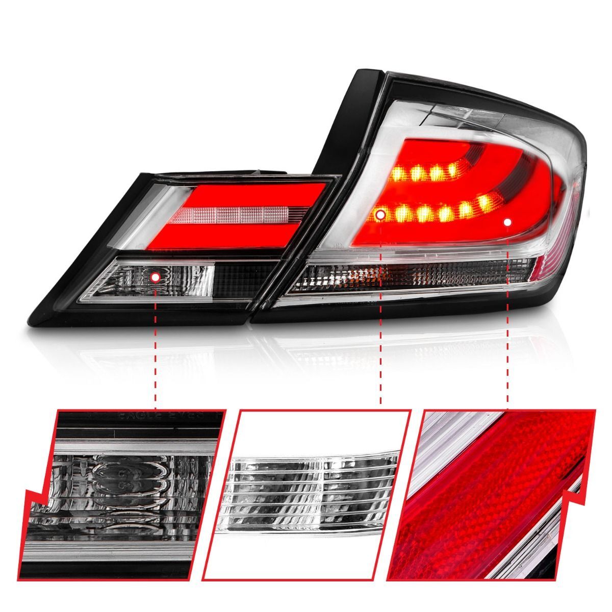 2013-2015 Honda Civic 4DR Anzo LED Tail Lights Chrome