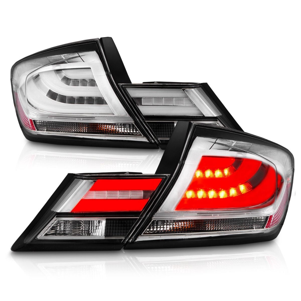 2013-2015 Honda Civic 4DR Anzo LED Tail Lights Chrome - 321325