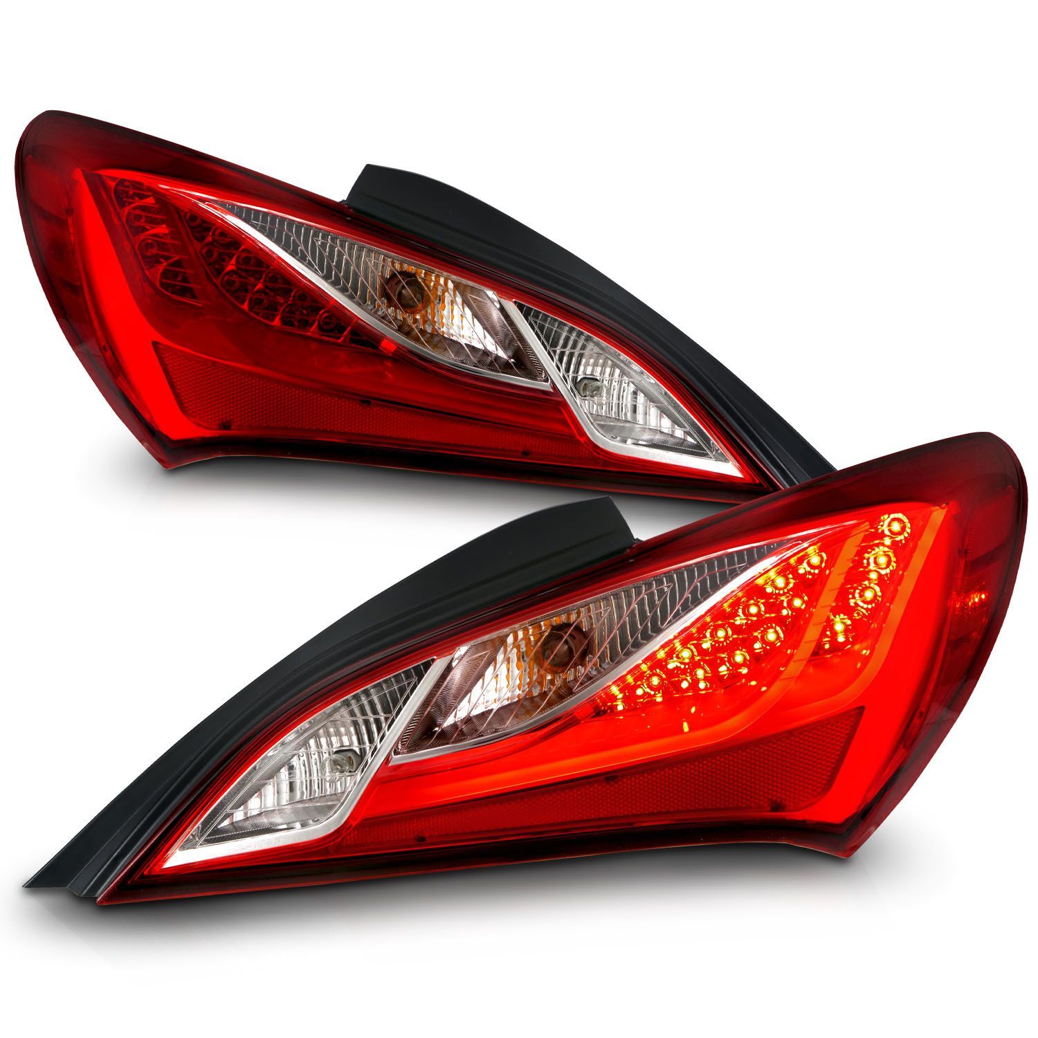 2010-2016 Hyundai Genesis 2DR Anzo LED Tail Lights Red/Clear - 321334