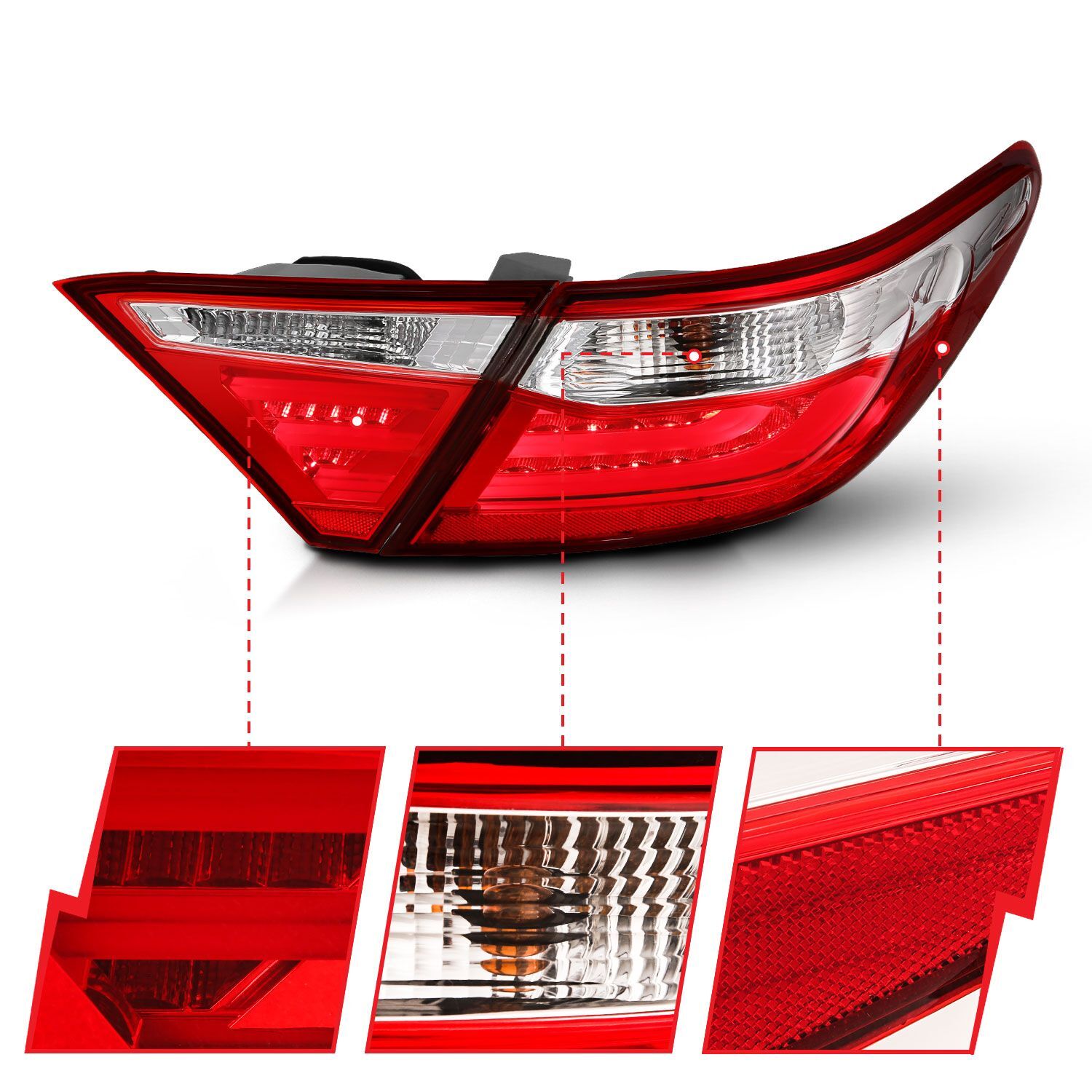 2015-2017 Toyota Camry 4DR Anzo LED Tail Lights Red/Clear